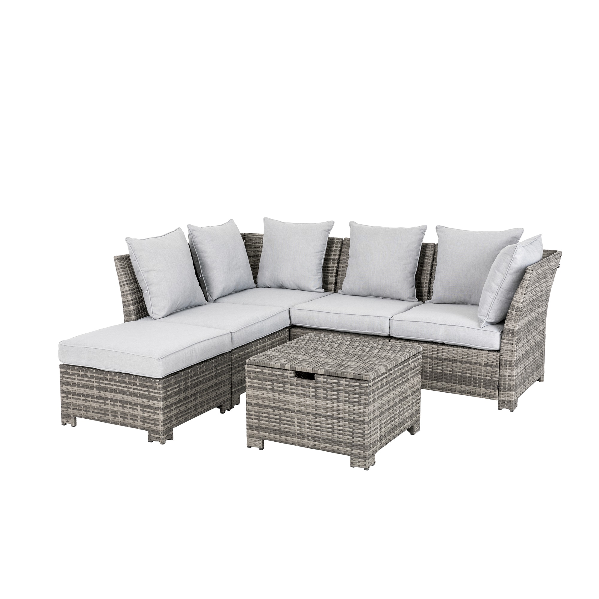 Glitzhome GH2007100001 6 -Piece Rattan 2 Patio Sofa Conversation Set with Gray Cushions