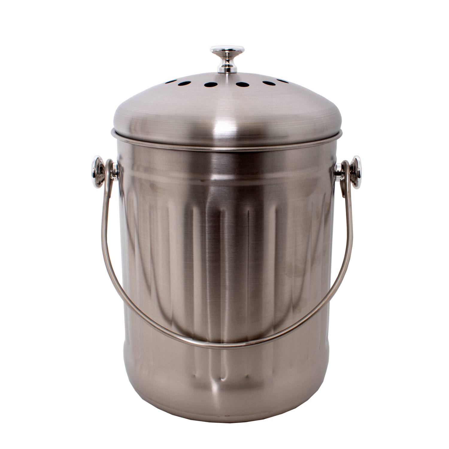 Lehman's 100015022 Lehmans Countertop Compost Bin - Odorless Kitchen Composting Pail with Carbon Filters - Stainless Steel 1 Gallon Composter Bucket with Lid for Food Scraps and Waste Recycling