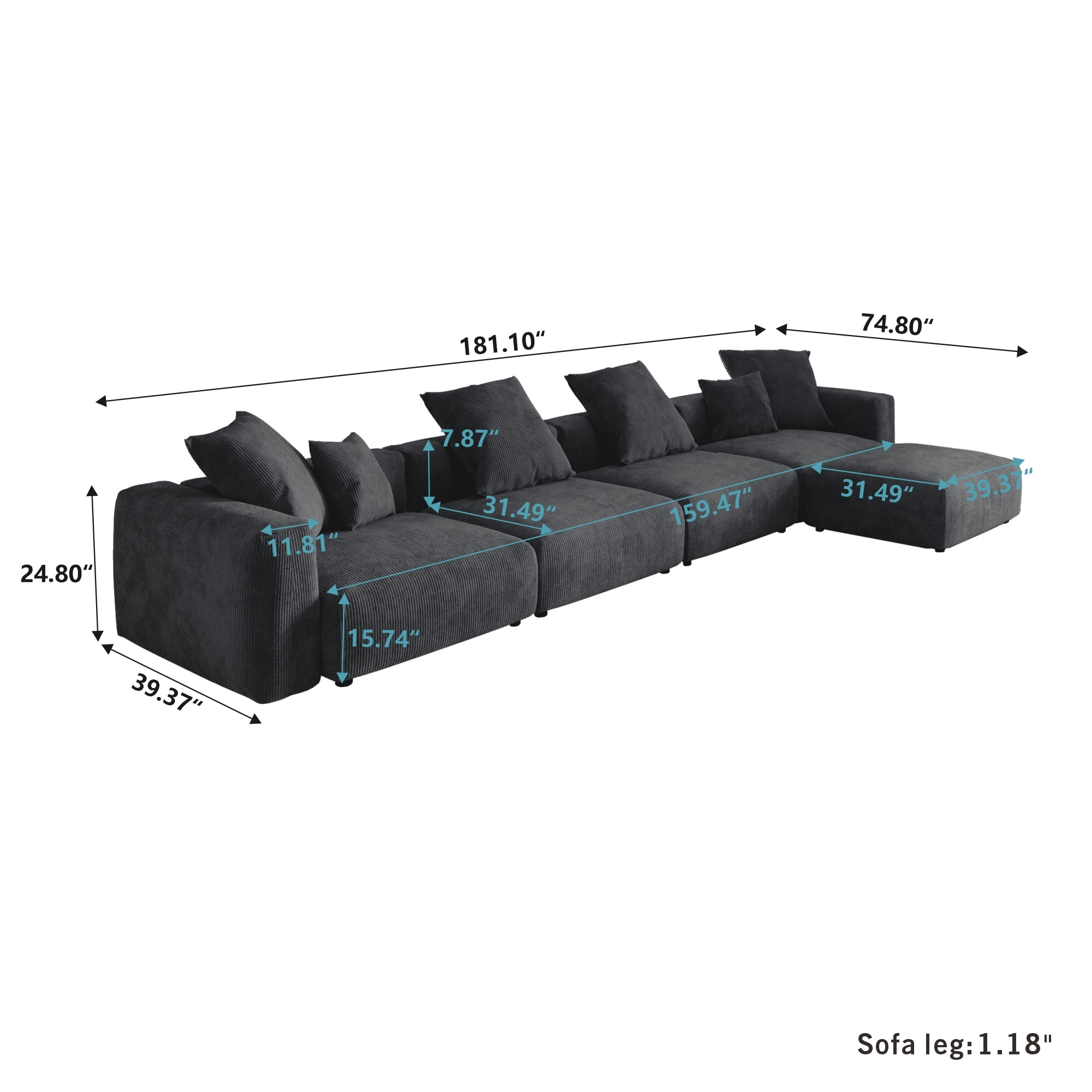 BuotiqHom DH-S4+1-126BK Sofas-Loveseats - View #2