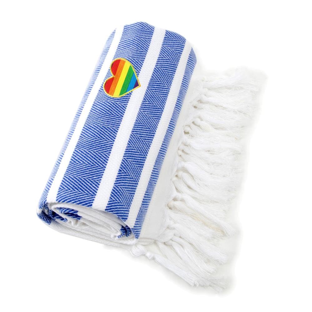 Herringbone White & Royal Blue Turkish Towel – The Cotton Company