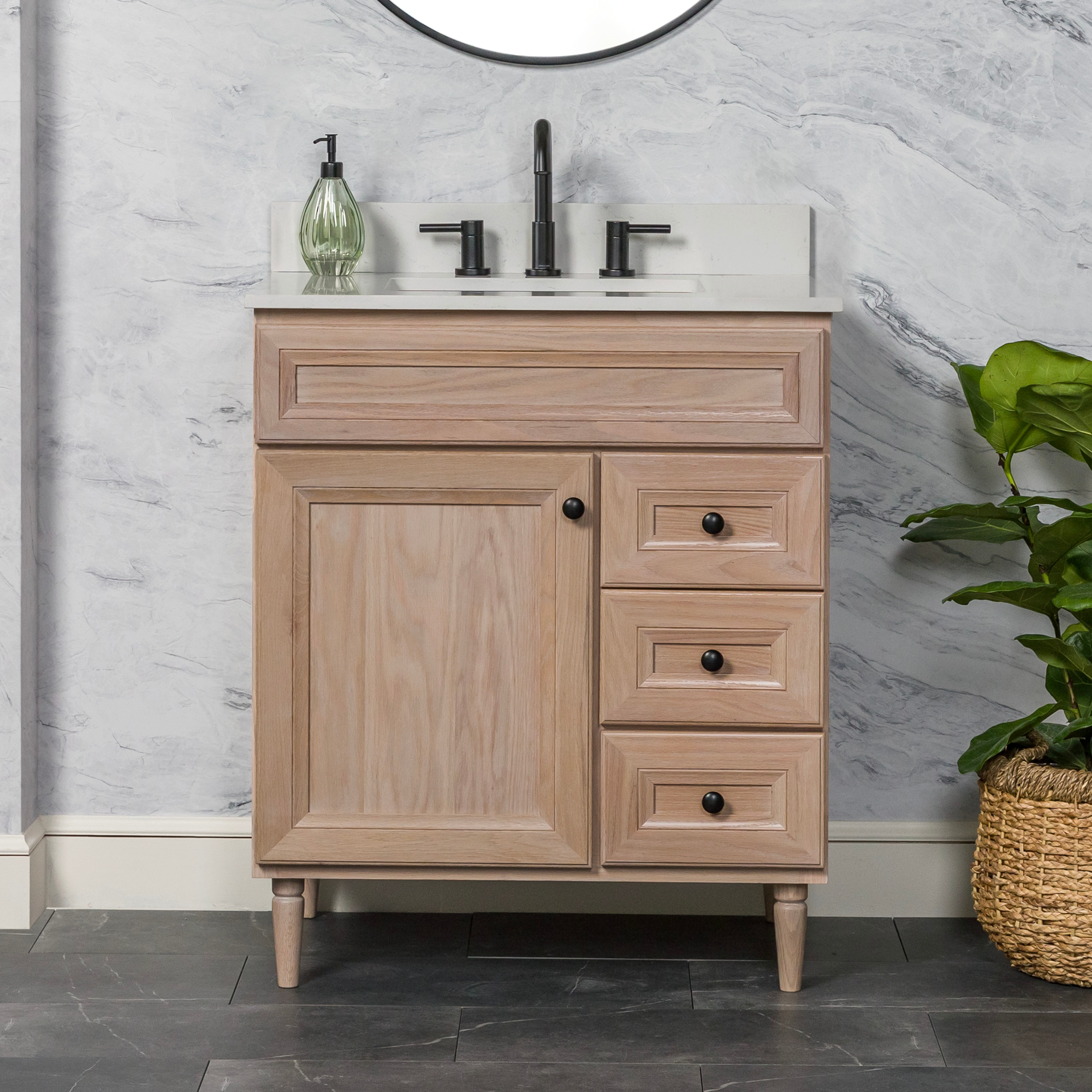 Diamond C30W30357 Carsyn 30-in Champagne Brown Undermount Single sink Bathroom Vanity with Mineral White Quartz Top