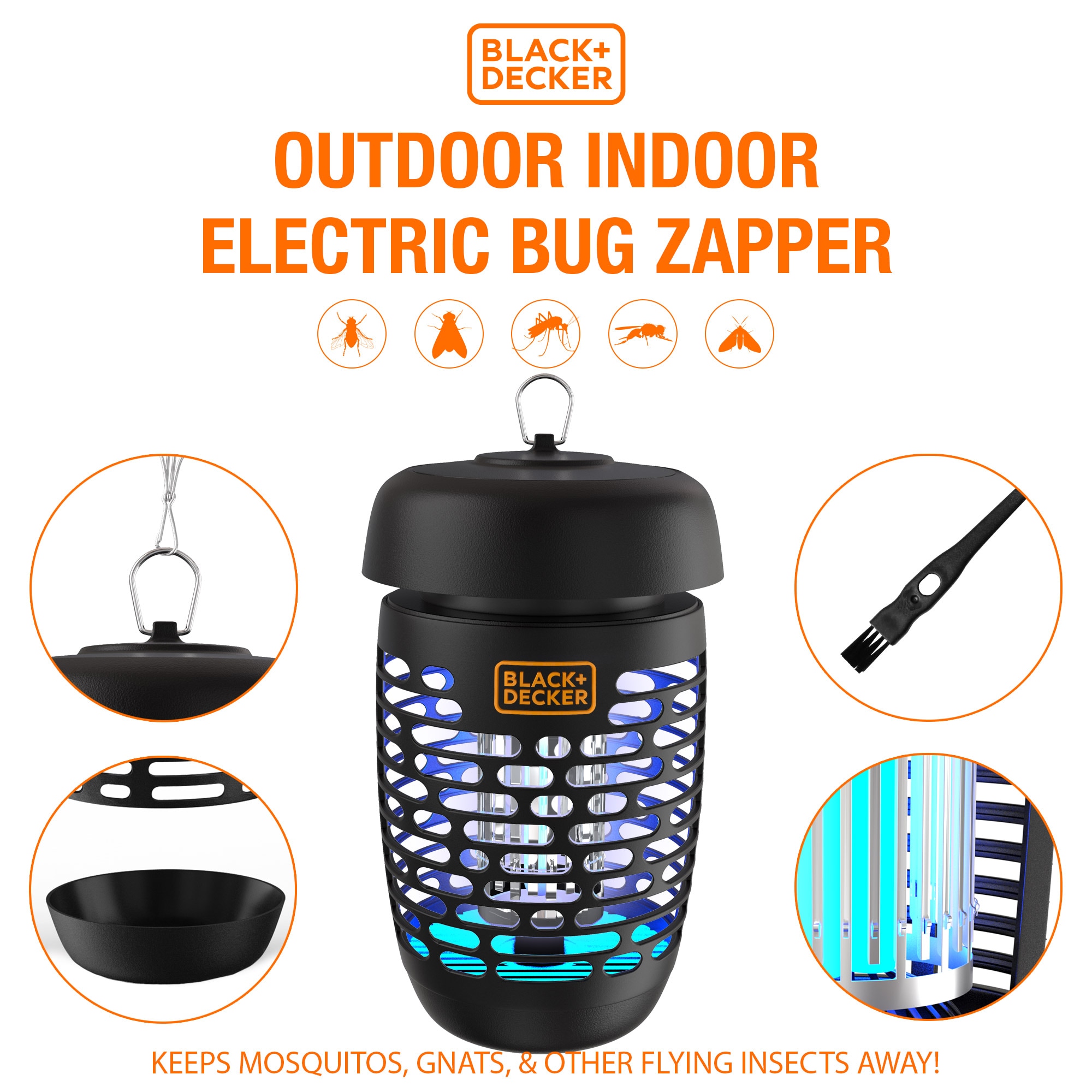 Black + Decker Black High-Voltage Electric Outdoor Bug Zapper