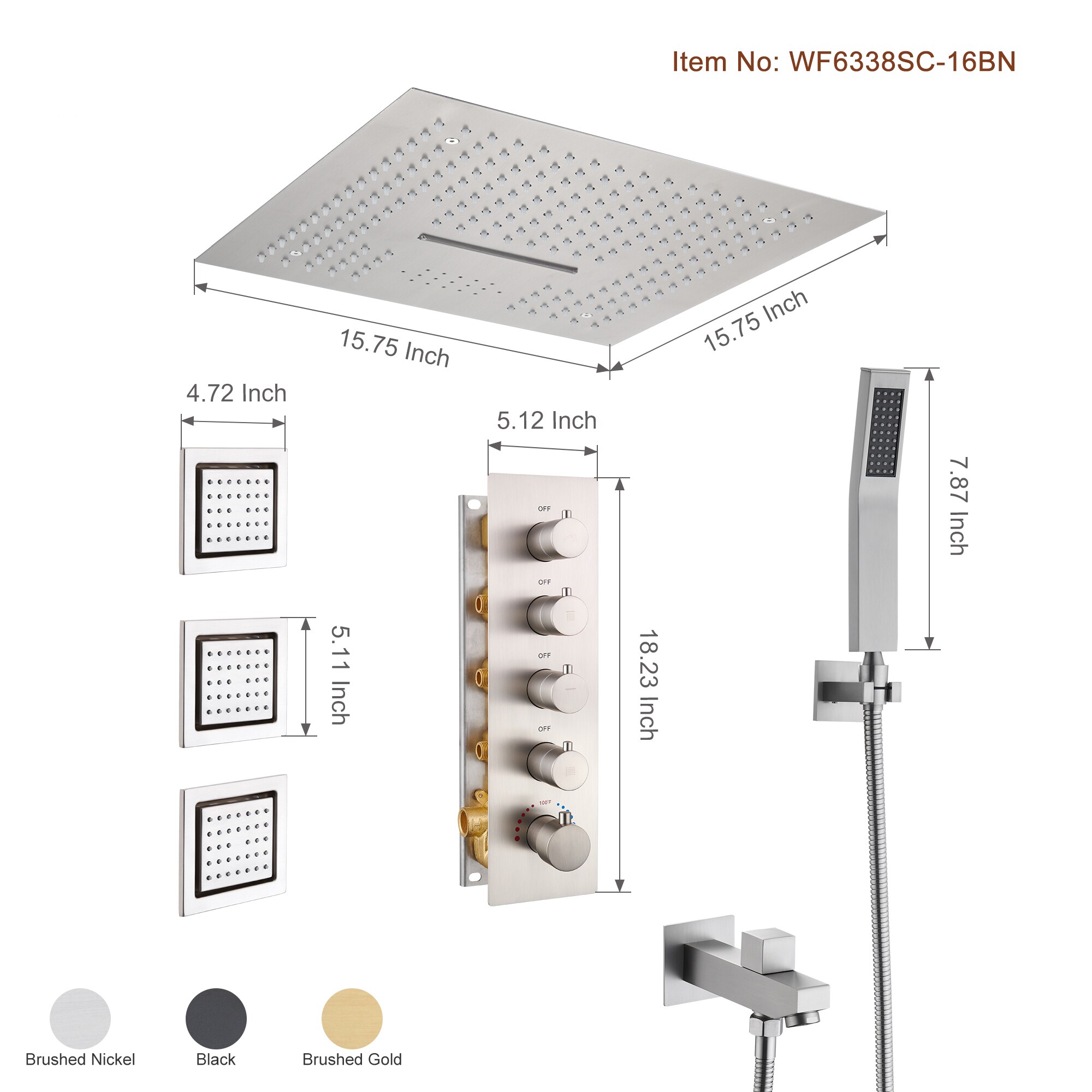 Clihome RCH-BASST852G Showerhead-Bar-Panels - View #11