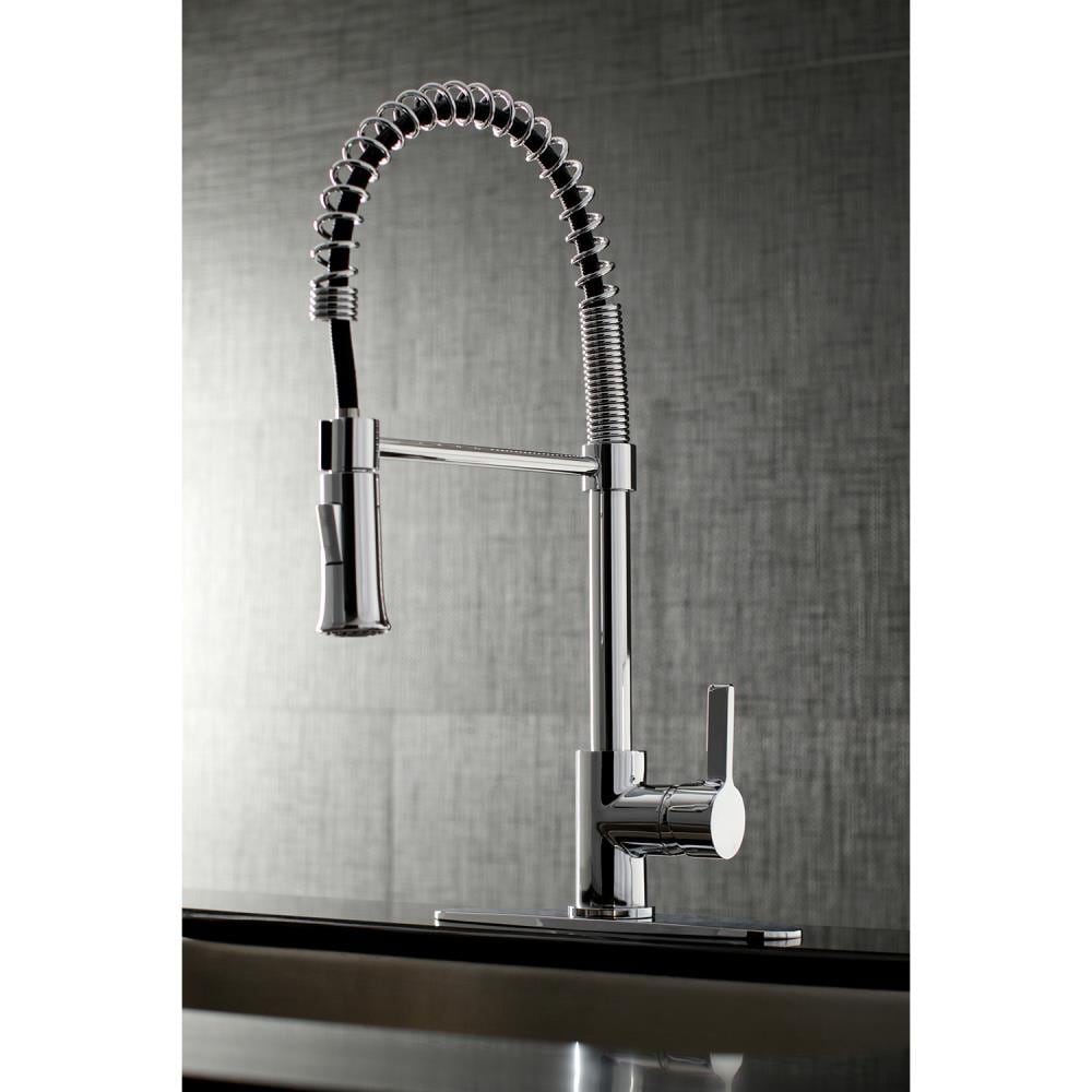 Kingston Brass WLLS8671CTL Continental Polished chrome Single Handle Deck-mount Pre-rinse Kitchen Faucet with Sprayer ( Deck Plate Included )