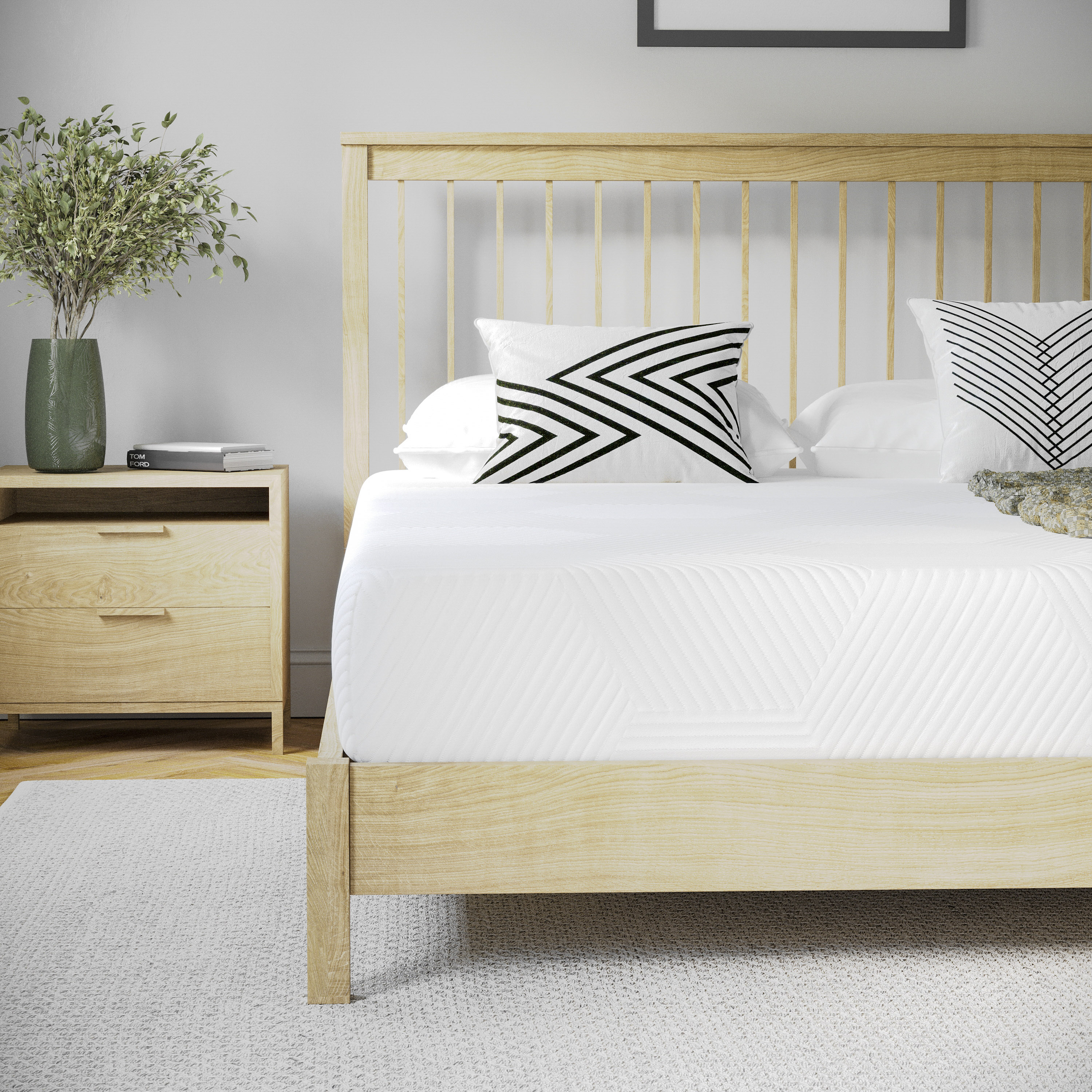 Flash Furniture 196861030031 Jasmine Charcoal and Green Tea Cooling Gel Memory Foam 8 Inch CertiPUR-US; Supportive Pressure Relief; Queen Mattress in a Box