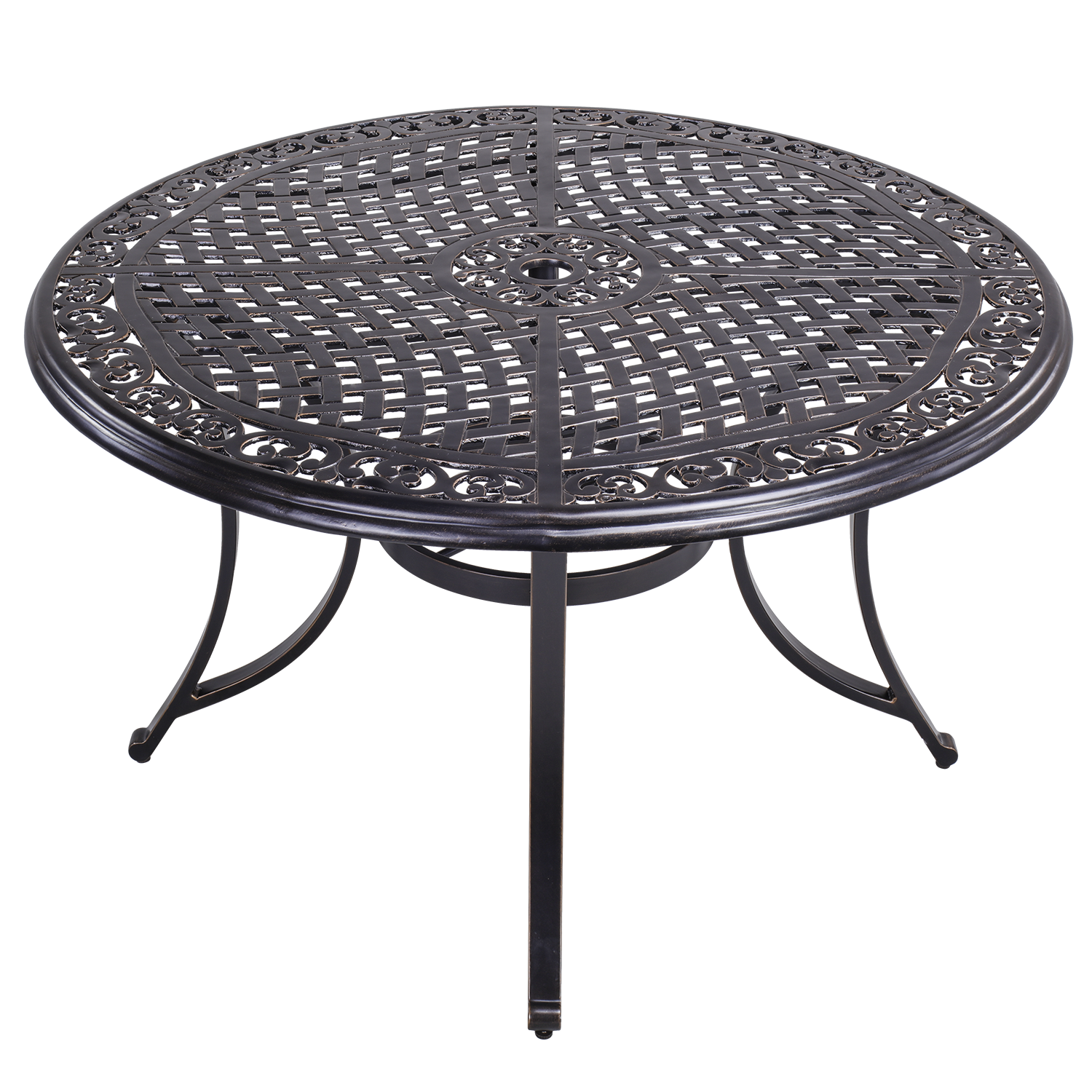Mondawe Round Outdoor Dining Table 482 In W X 482 In L With Umbrella