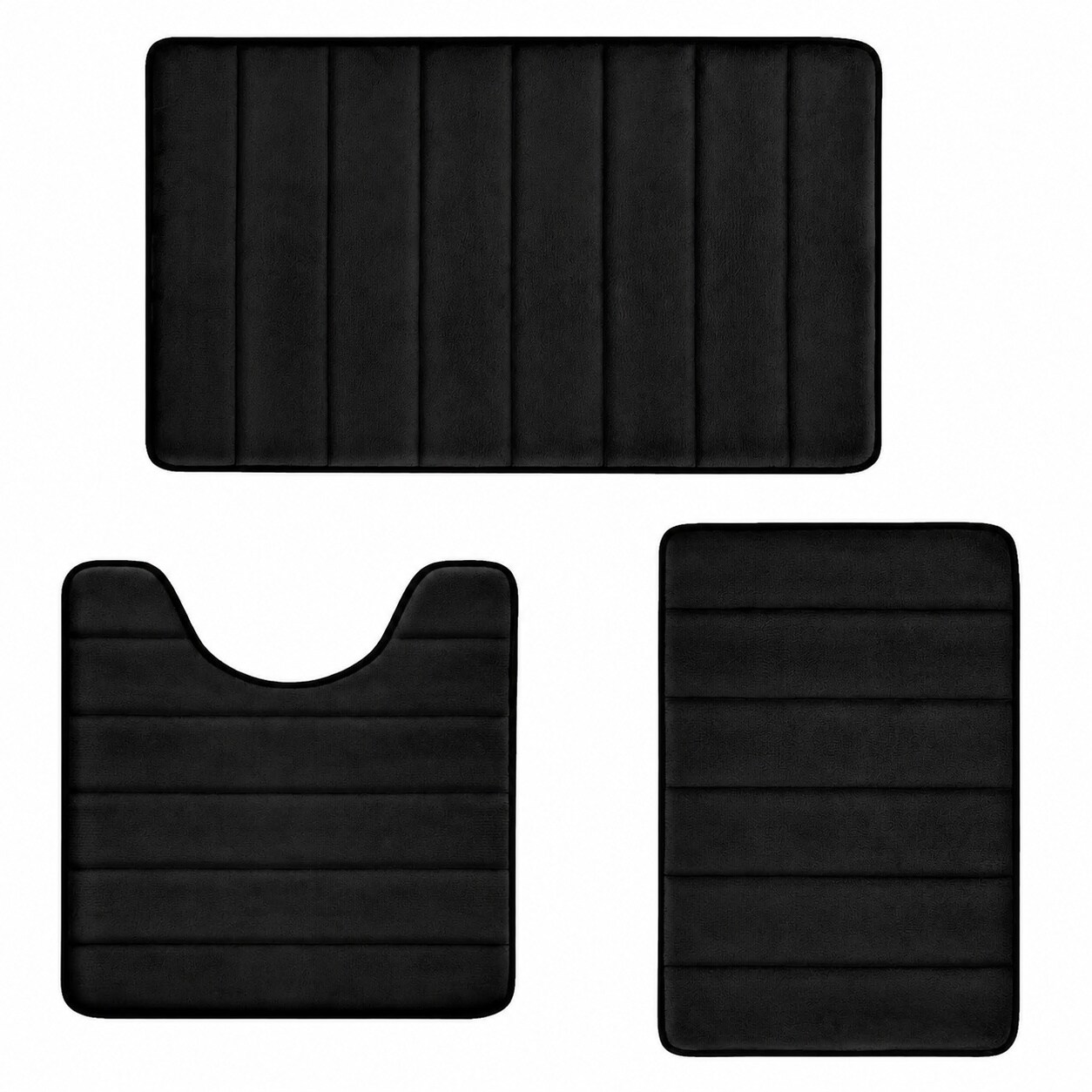WZK 3 Piece Memory Foam Bathroom Rug Set Non Slip Absorbent Soft Washable Bath Mats