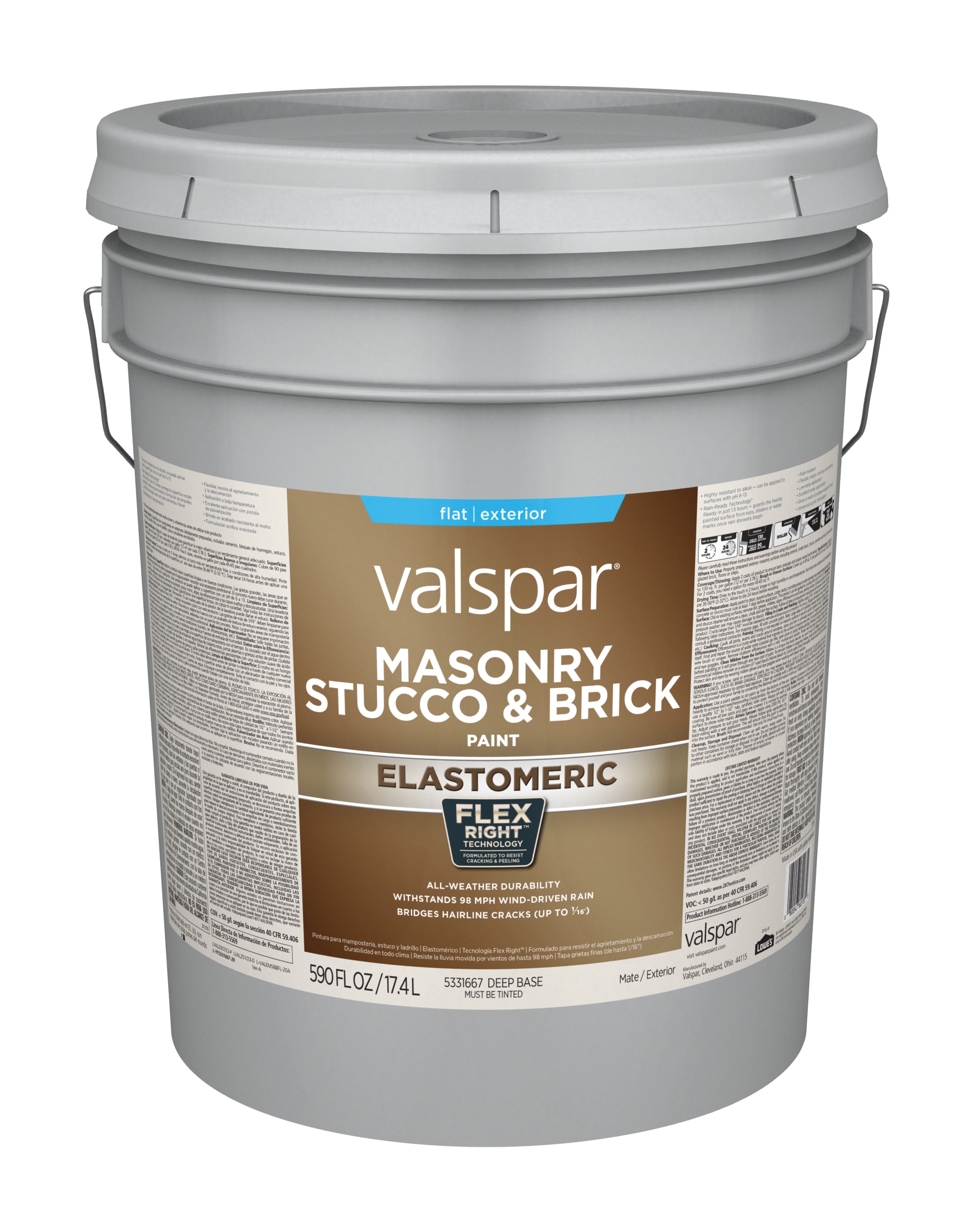 Valspar 007.5331667.008 Masonry Stucco Brick Flat Deep Base Tintable Latex Exterior ( 5-gallon )