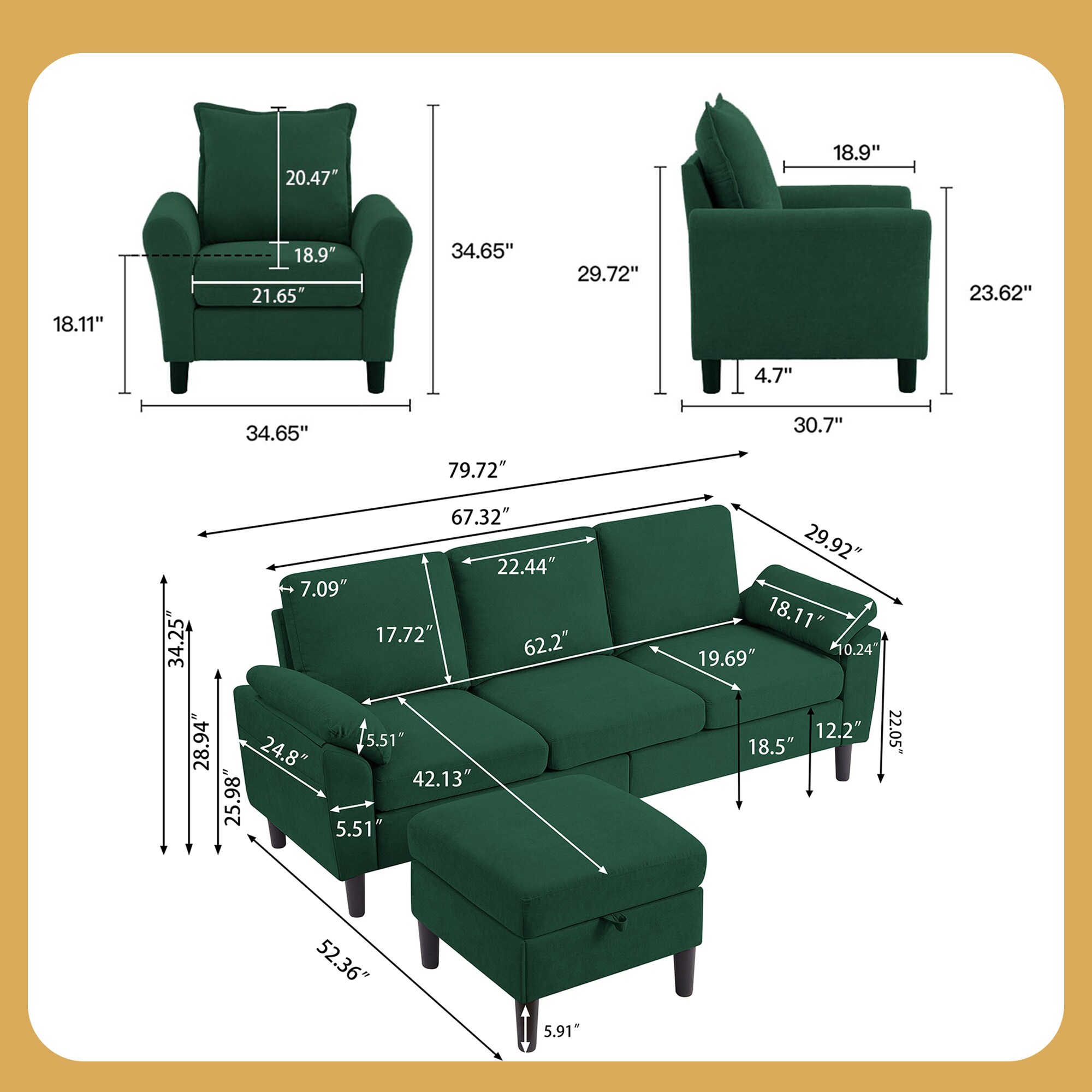 Jarenie YMX2602BL Living-Room-Sets - View #3