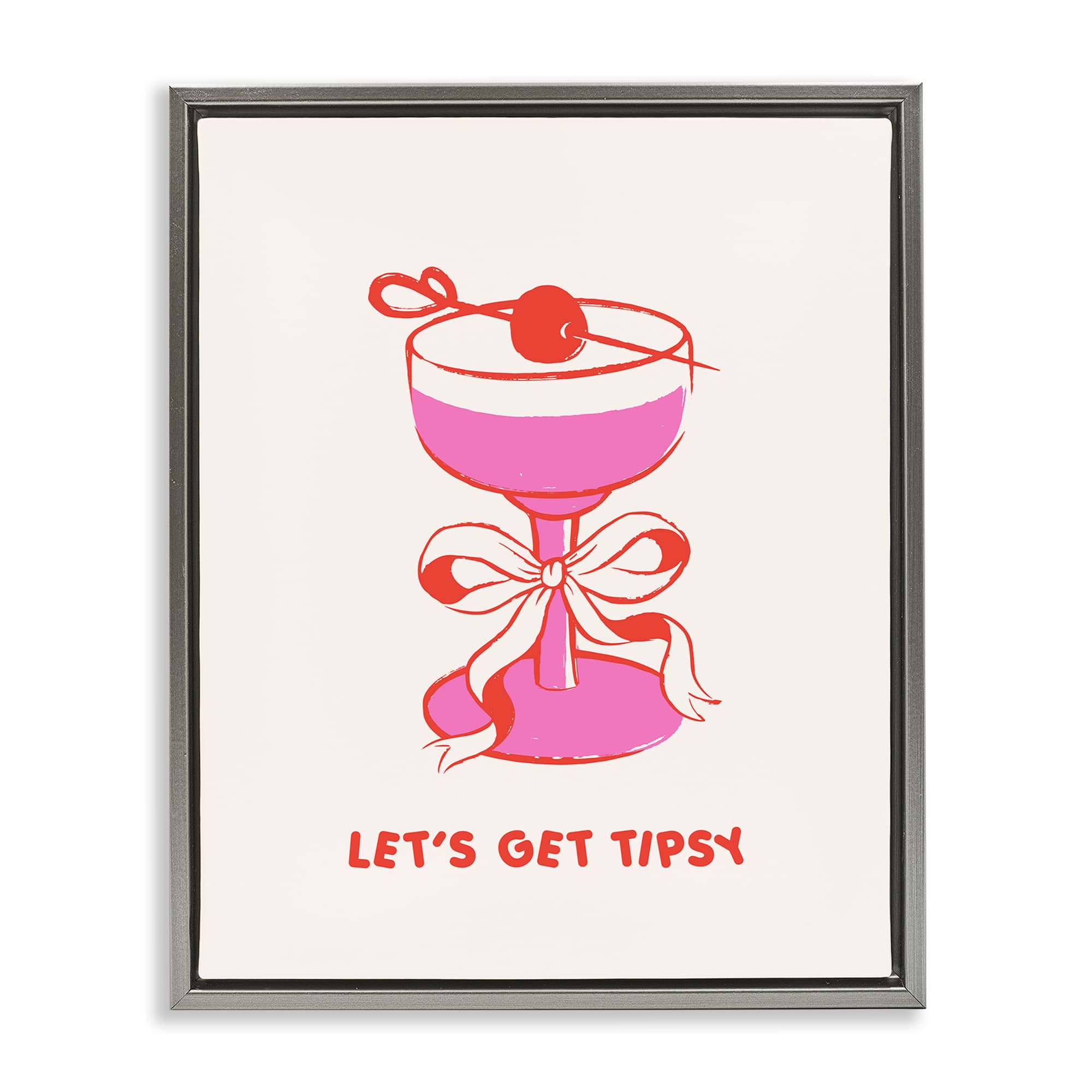 Stupell Industries BS-934-FFL-24X30 Lets Get Tipsy with Glass Gray Framed Floater Canvas Wall Art By House of Lulu 25 x 31