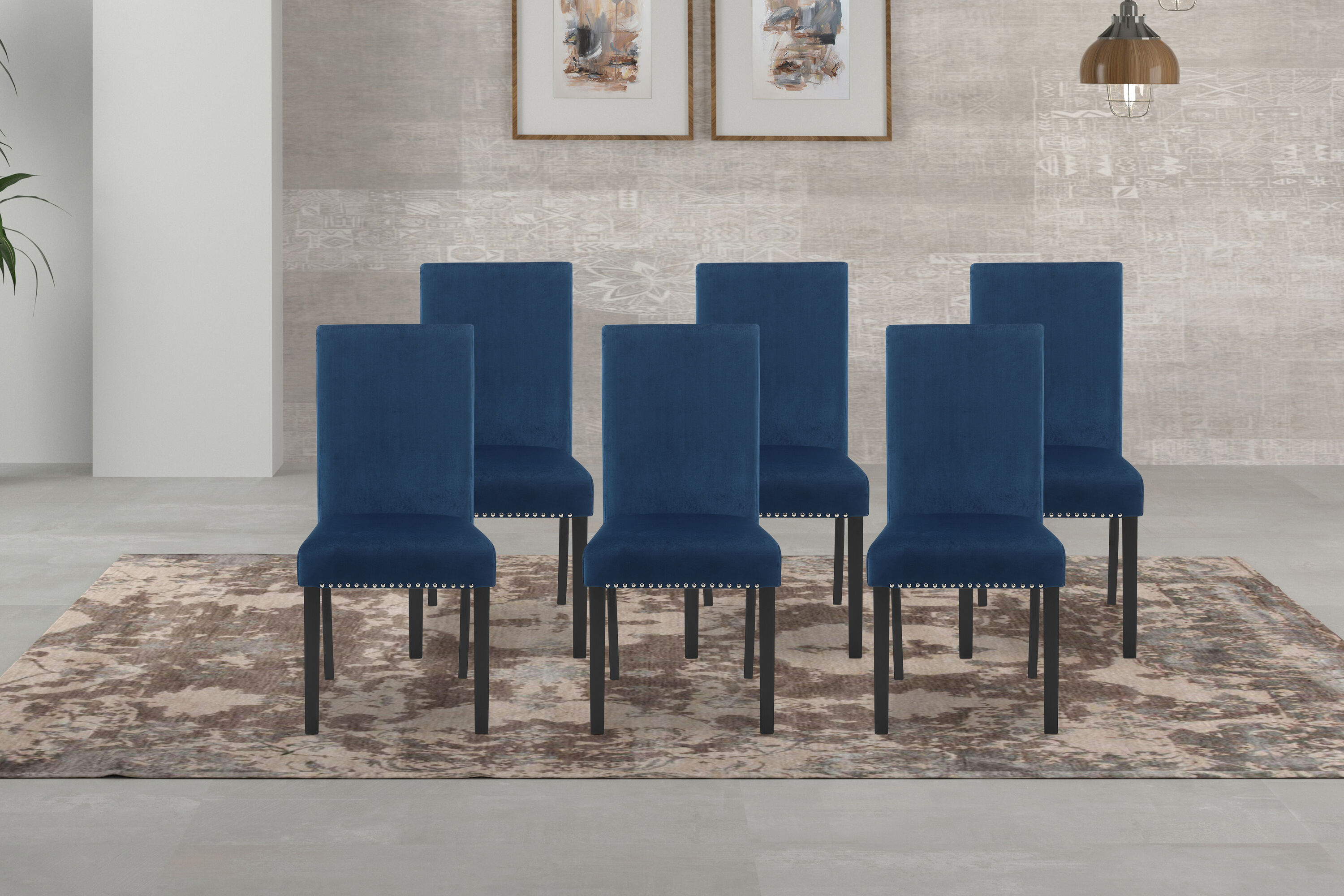 New Classic Furniture EC-S-40-D400-6CB2 Set of 6 Celeste Contemporary/Modern Polyester Upholstered Dining Side Chair (Wood Frame)