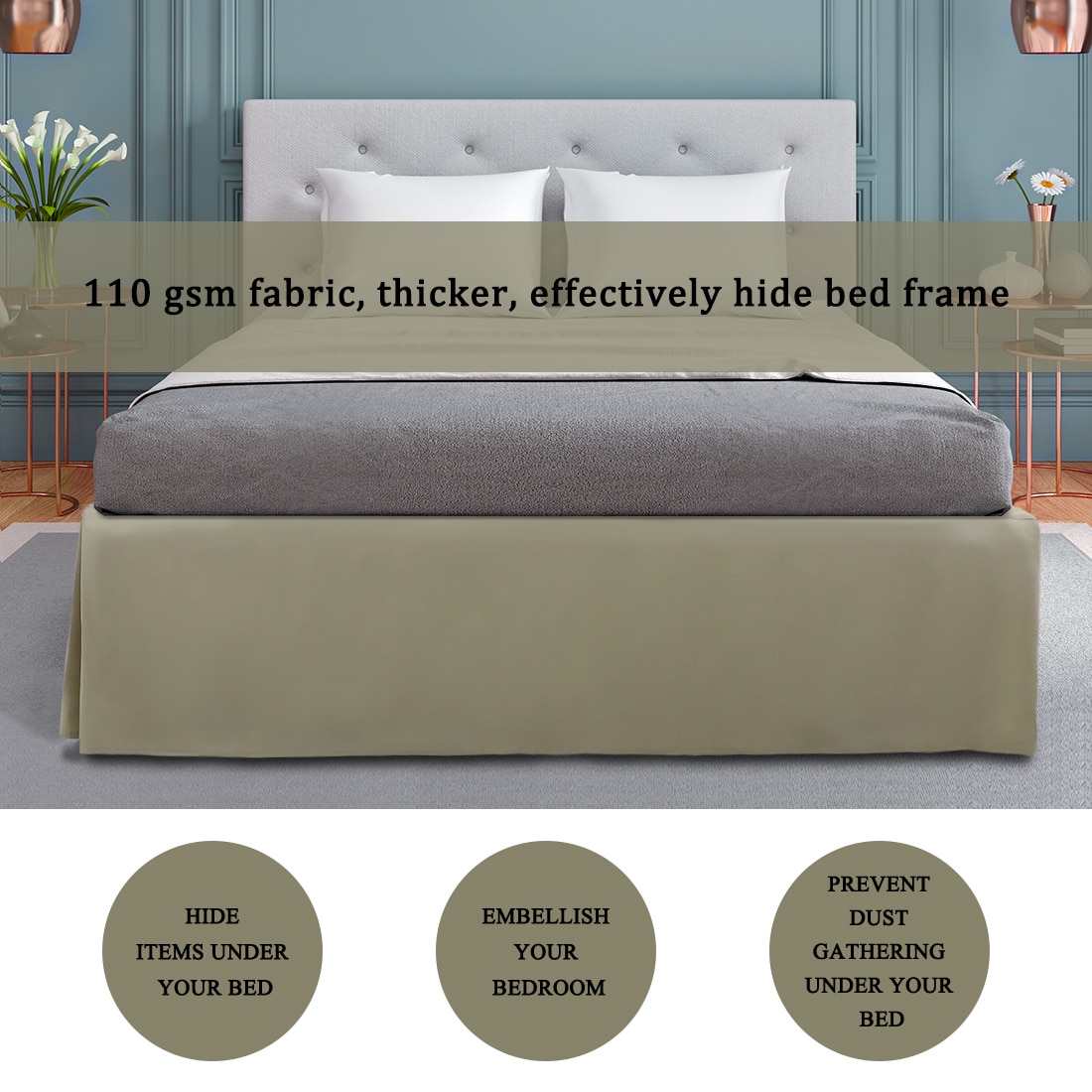 Unique Bargains Queen Size Pleated Bed Skirt Bed Frame and Box Spring ...