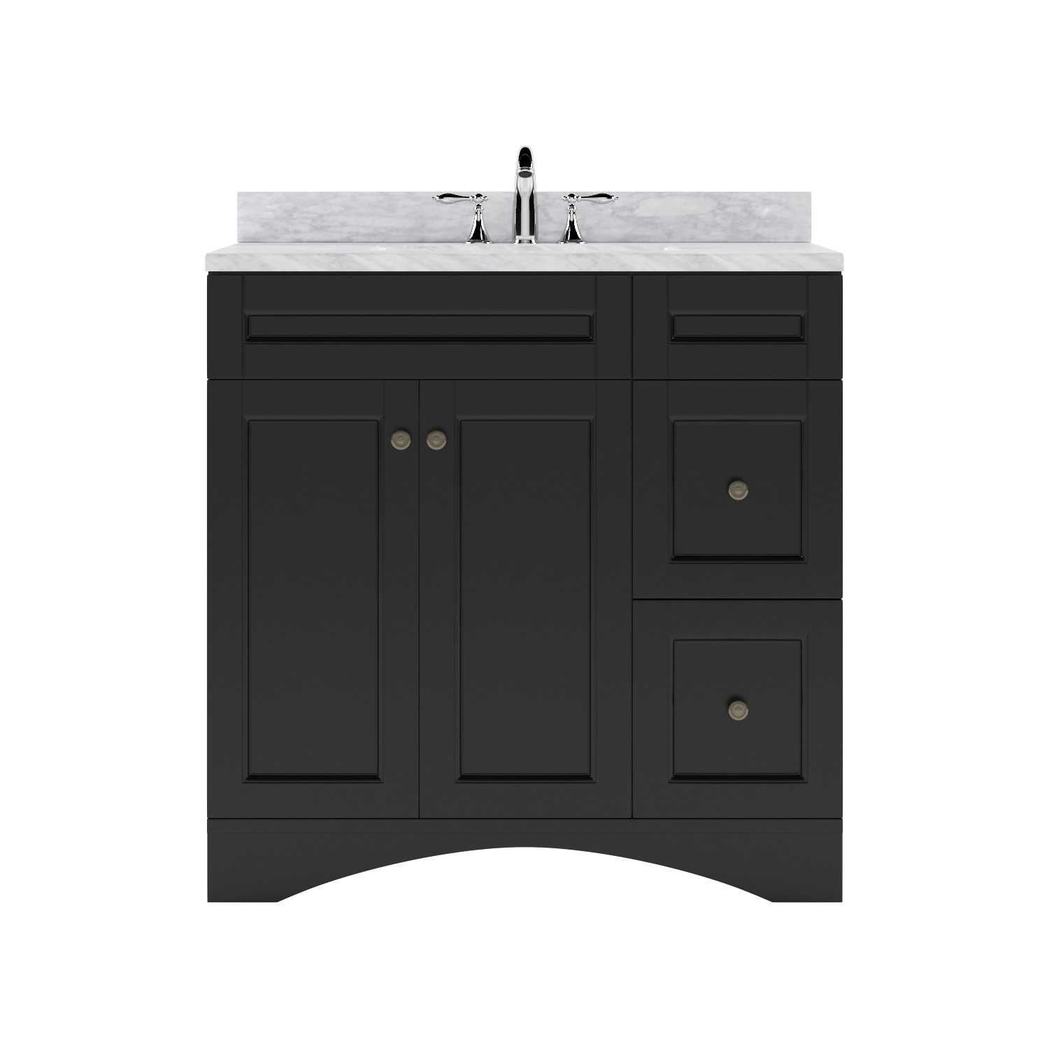 Virtu USA ES-32036-WMSQ-ES-NM Elise 36-in Espresso Undermount Single Sink Bathroom Vanity with Italian Carrara White Marble Top