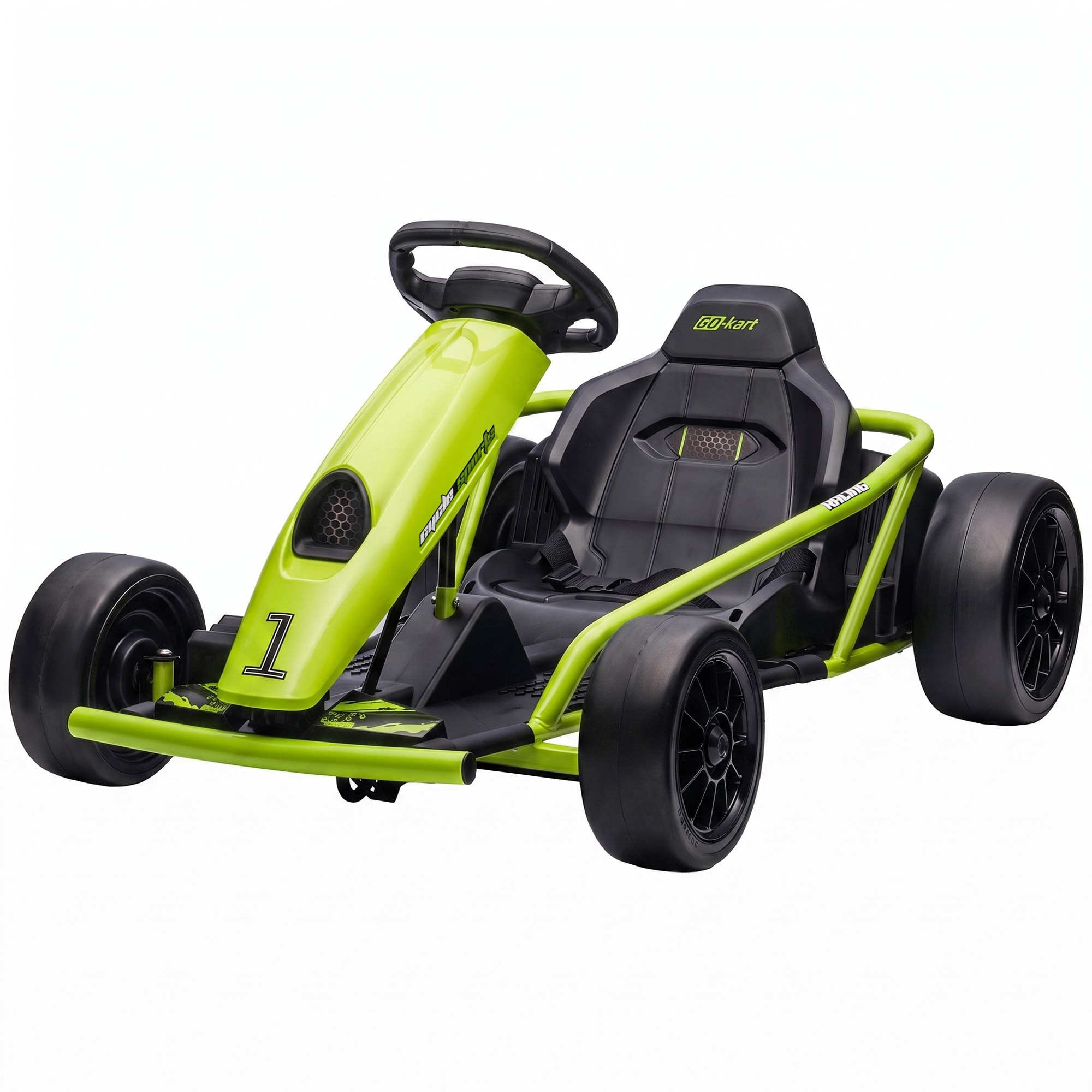 Bestcore 24V Electric Go Kart for Kids Ages 8-12 Drift Ride-On Racing Kart with 2 Speed Modes Adjustable Seat 154-lb Capacity Green