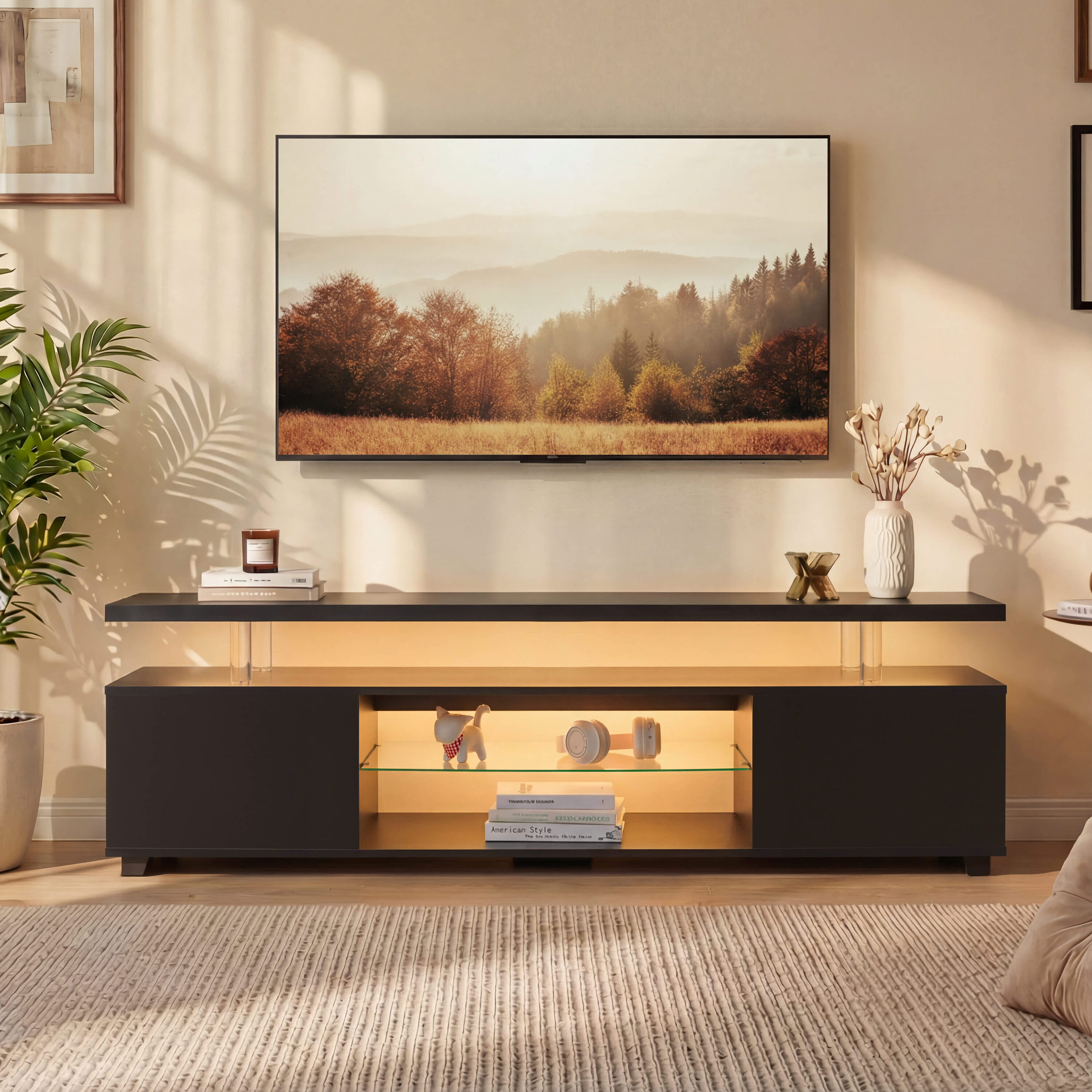 Vynxaria -  TV Stand for 60 Inch TV Gaming Entertainment Center Media Console Table with Large Si...