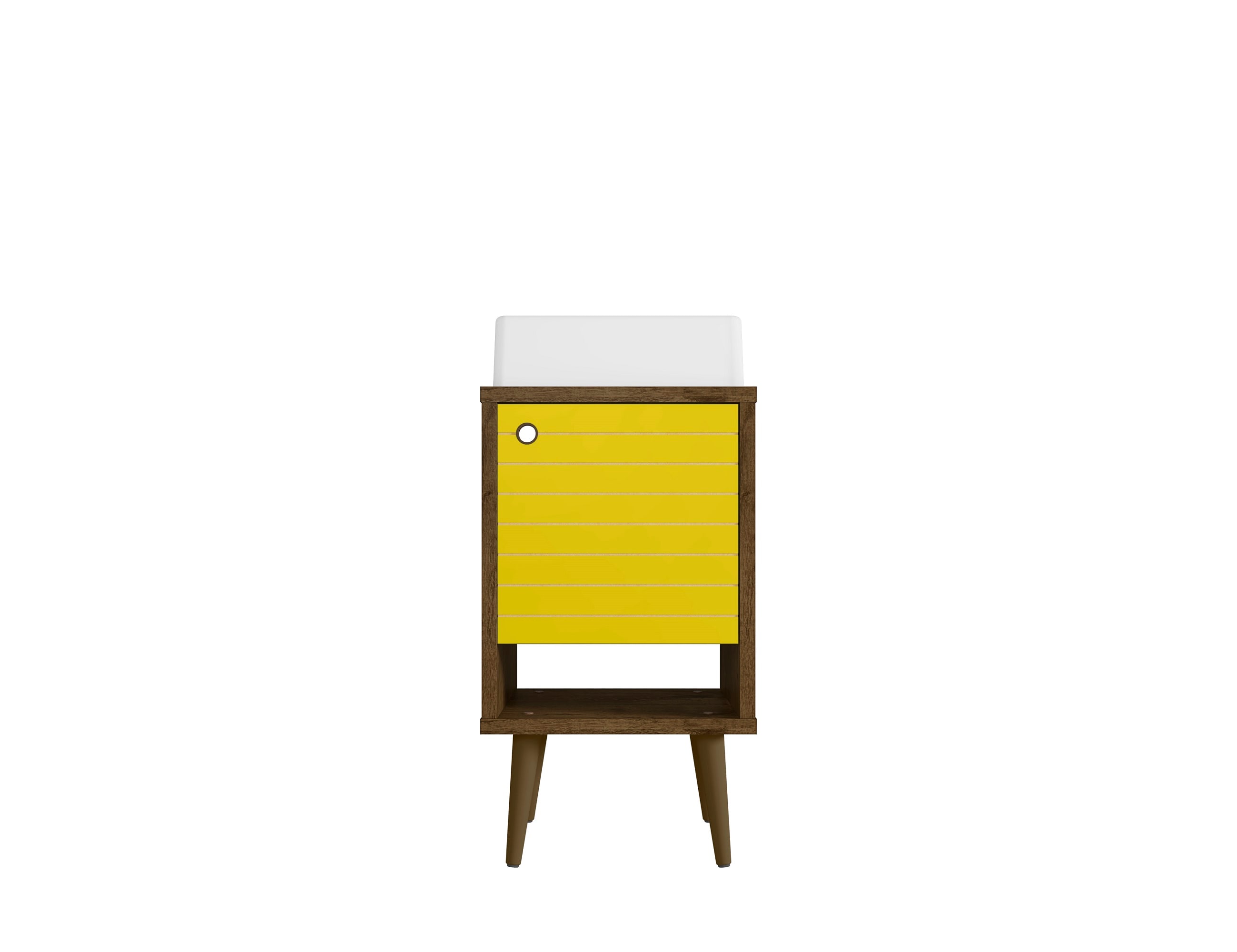 Manhattan Comfort 238BMC94 Liberty 18-in Rustic Brown and Yellow Single Sink Bathroom Vanity with White Wood Top