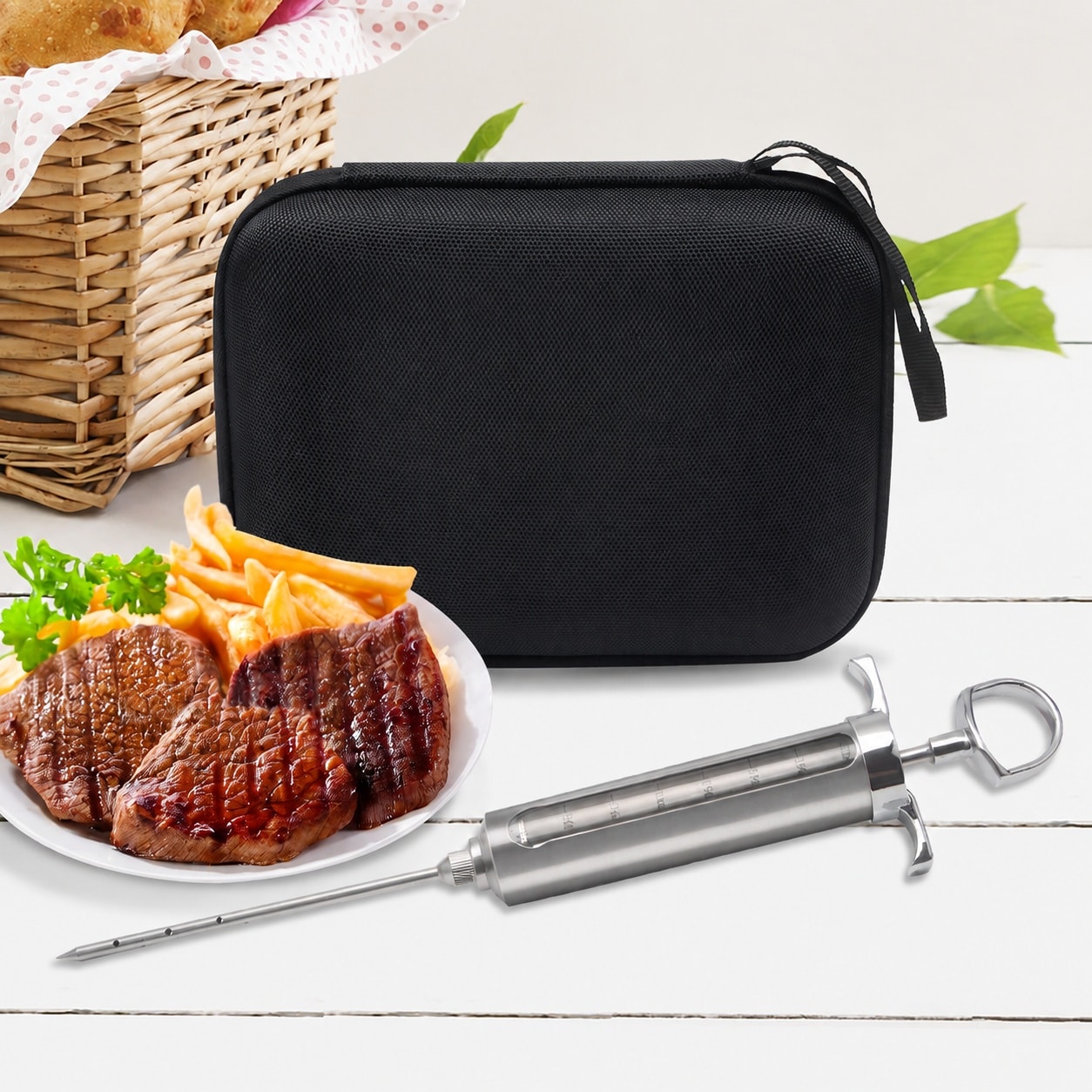 JVFCXXV Meat Injector Kit for Smoker with 3 Marinade Flavor Needles 2 ...