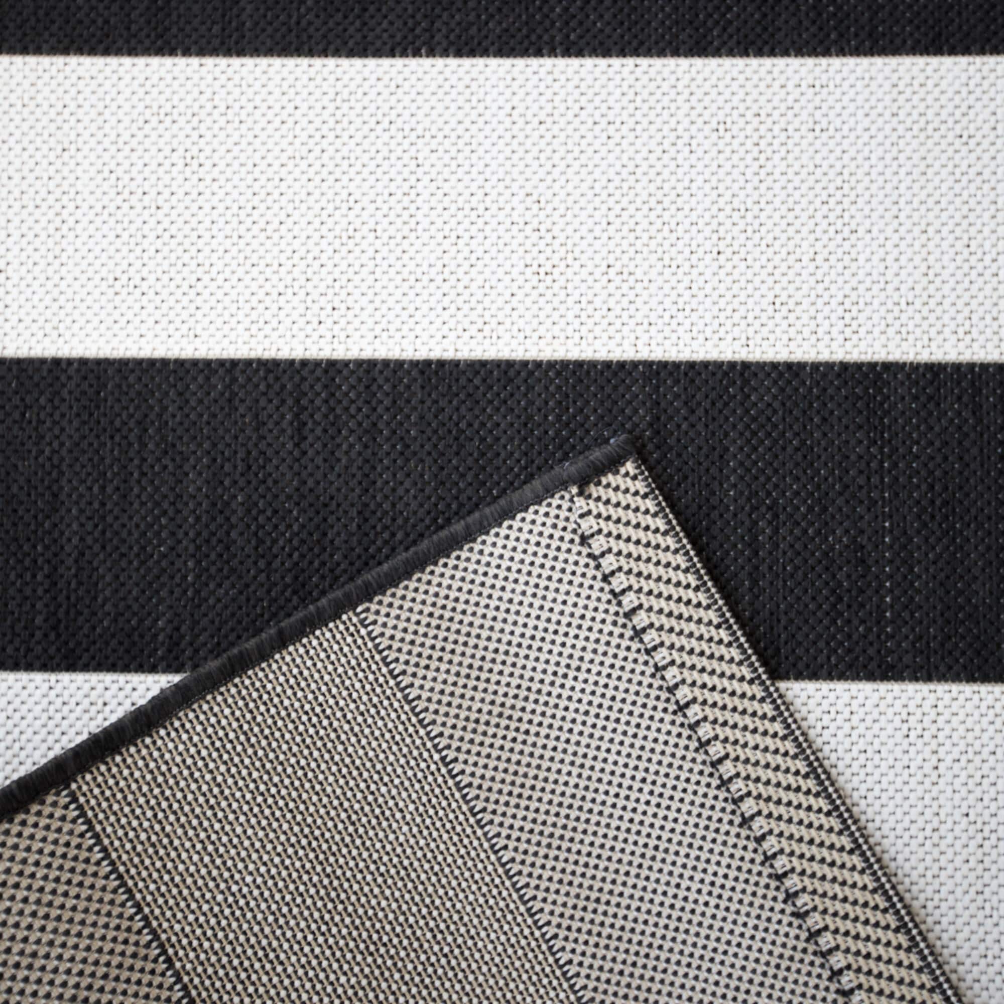 Aleah Charcoal Stripe Flat Woven Synthetic Rug 2' x 7'