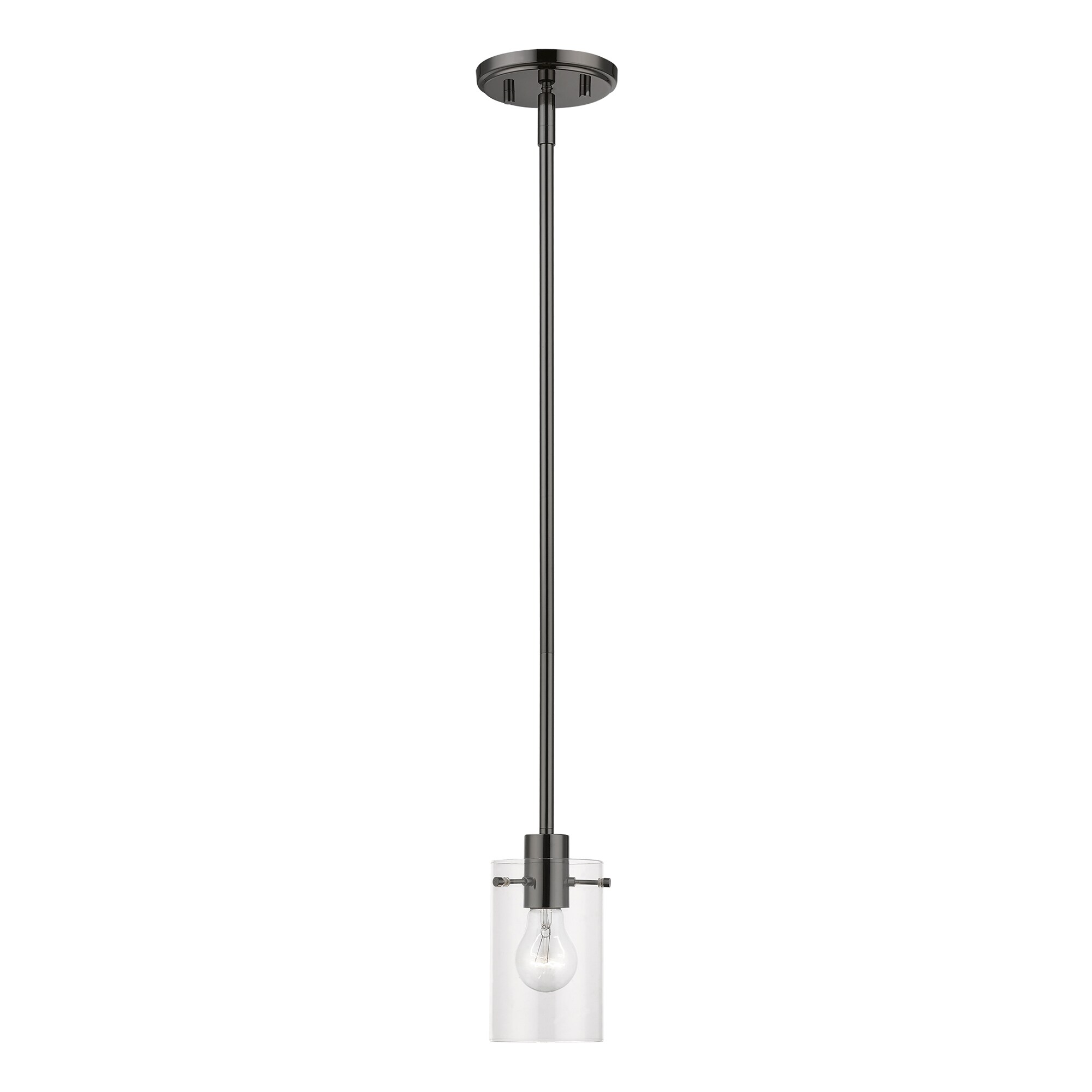 Munich Mini Pendant in Black Chrome with Clear Glass Shade