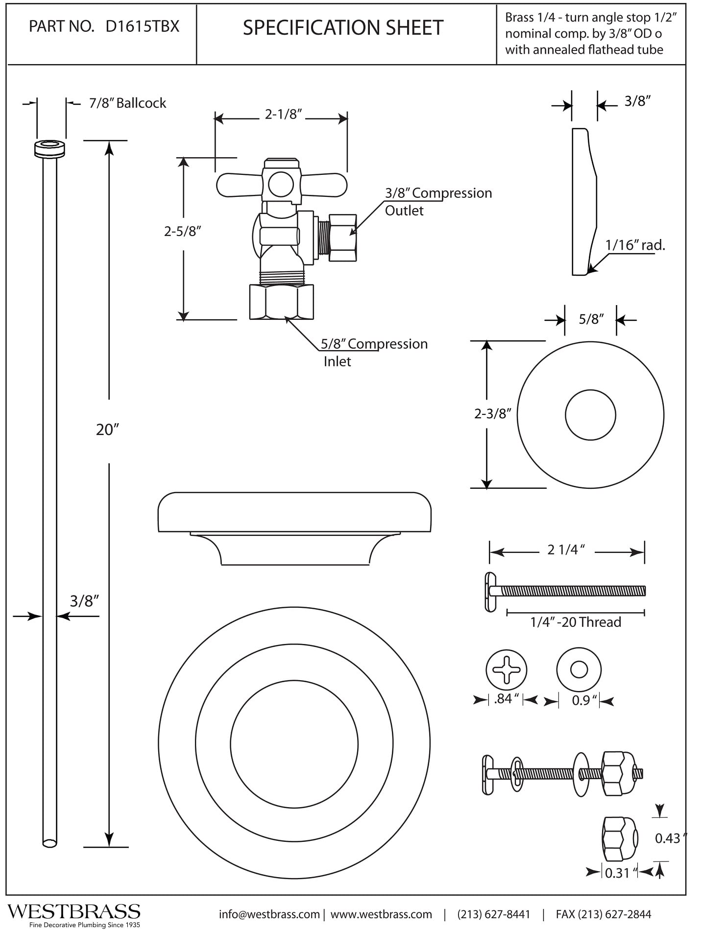 WESTBRASS D1615TBX-26 Toilet-Components-Accessories - View #2