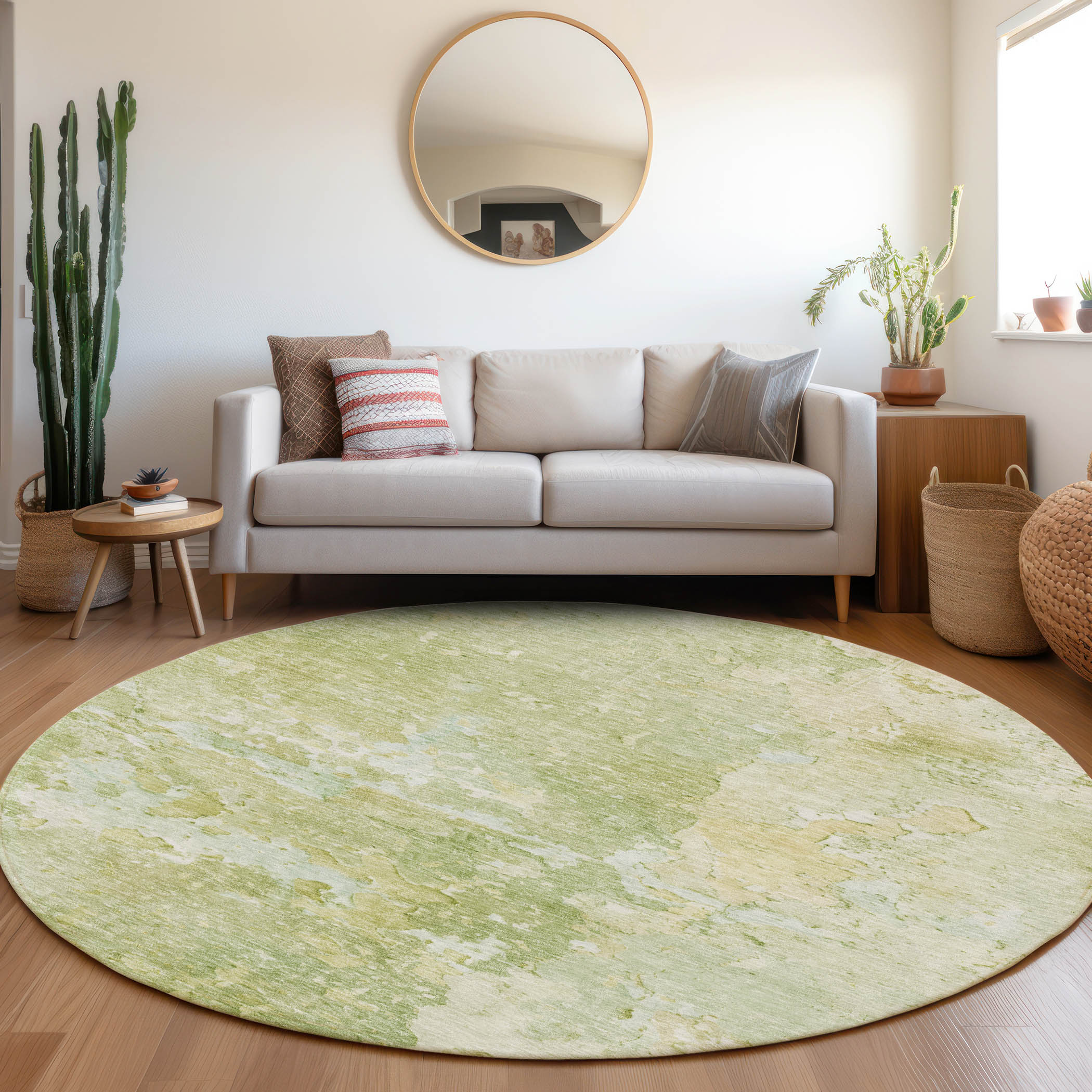 Addison Rugs ACN1234AL8RO Chantille ACN1234AL 8 x 8 (ft) Polyester Aloe Round Indoor/Outdoor Geometric Machine washable Area rug