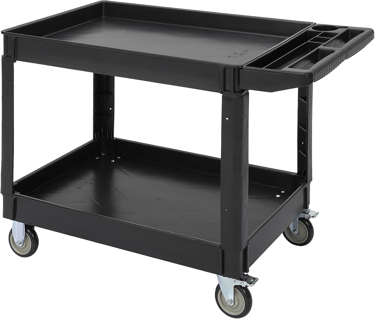Assile 500 Lb Heavy Duty Utility Cart with 2 Shelves 45 x 25 Inch Deck and Locking Swivel Casters #XH260902135
