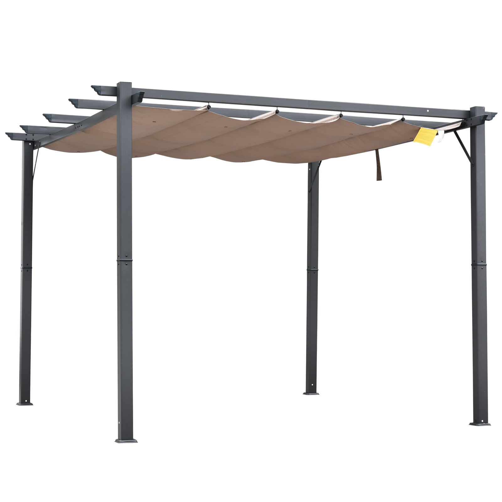 Outsunny 84C-054BK 10' x 10' Outdoor Retractable Pergola Canopy Aluminum Patio Pergola Backyard Shade Shelter for Porch Party Garden Grill Gazebo Gray