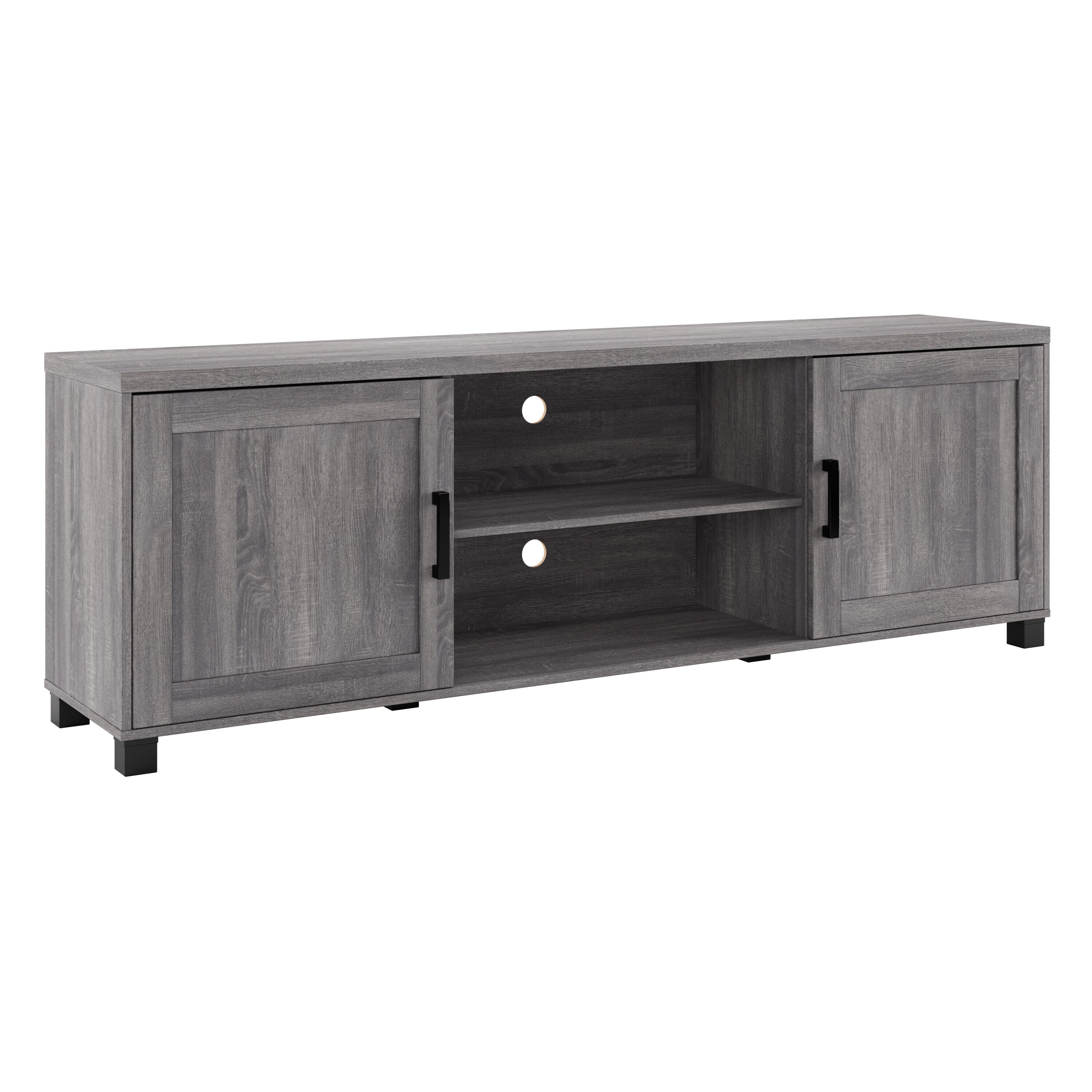 Virlomi Dark Gray 71" TV Stand with Cabinet and Shelves