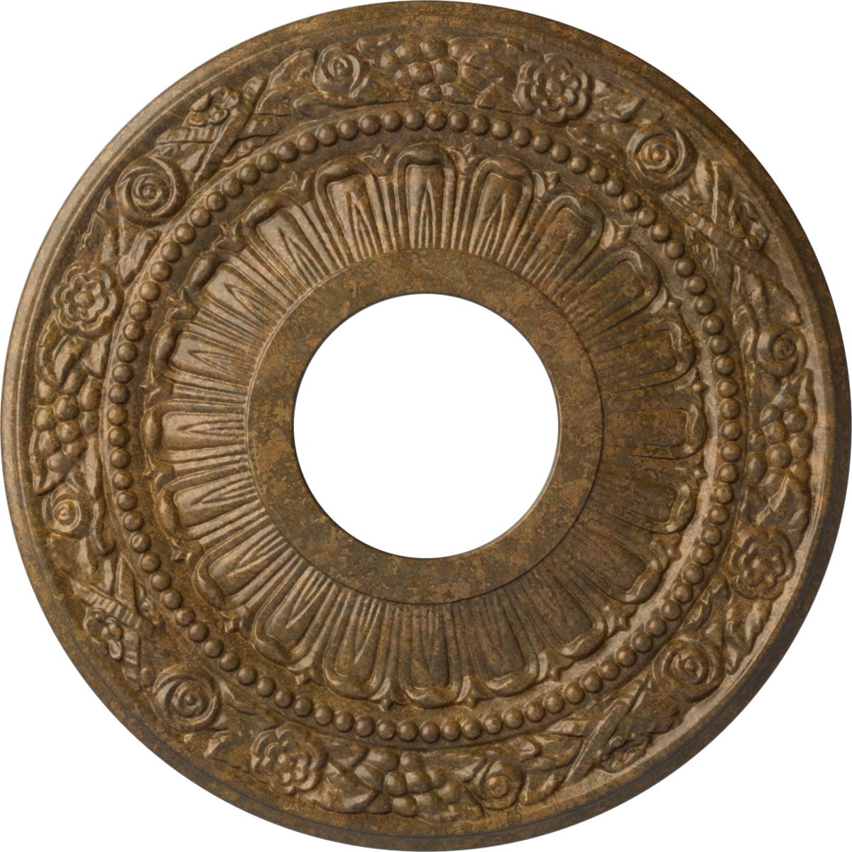 Ekena Millwork CM12NARZS Nadia 12.125-in W x 12.125-in L Painted Rubbed Bronze Polyurethane Whole Ceiling Medallion