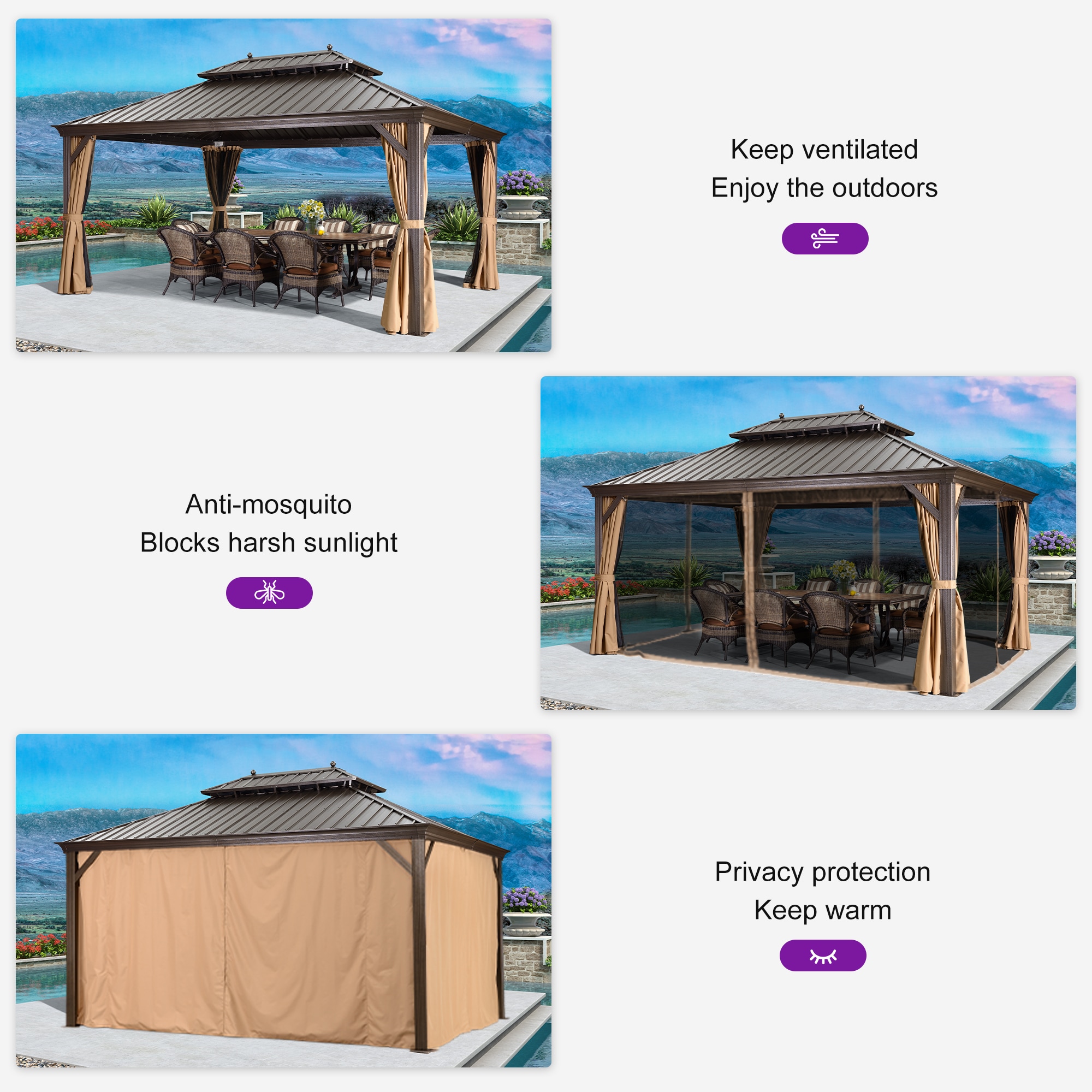 PURPLE LEAF LSMHS1216 Wood-Resin-Gazebos - View #9