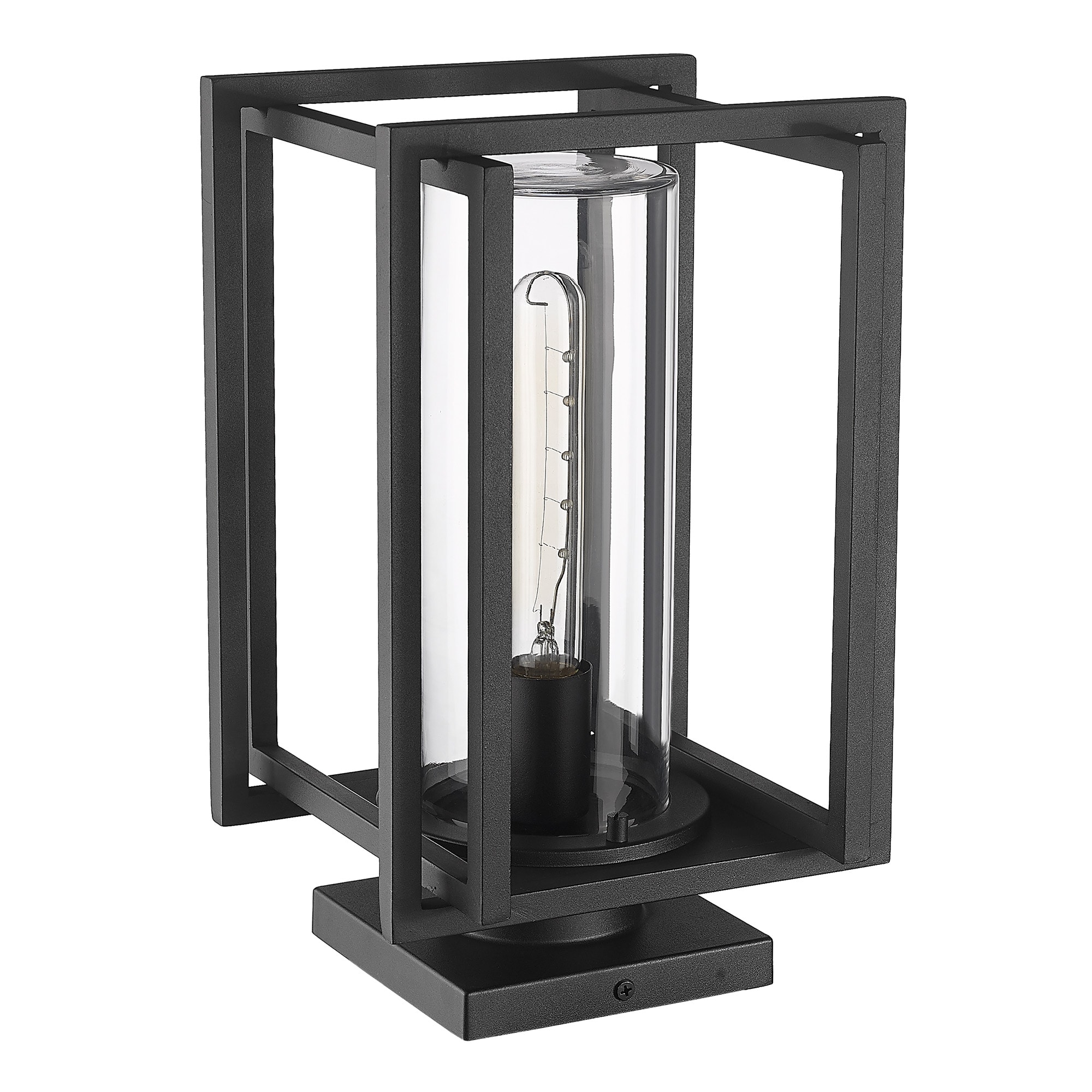 Tribeca Natural Black Geometric Outdoor Pier Mount Light