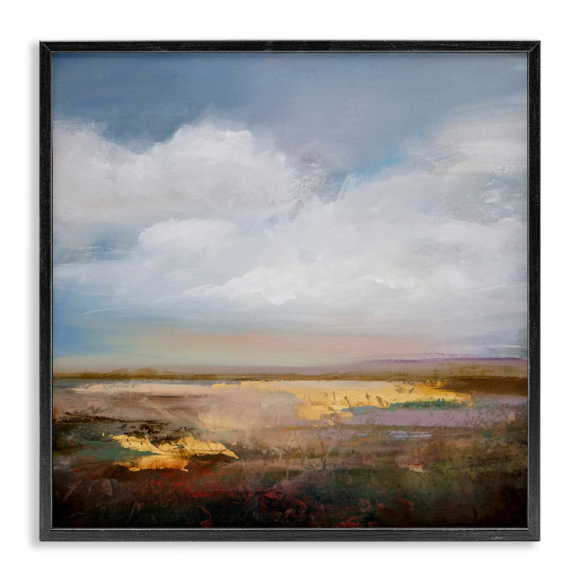 Stupell Industries BS-811-FR-17X17 Calm Landscape and Clouds Black Framed Giclee Art By Karen Hale 17 x 17