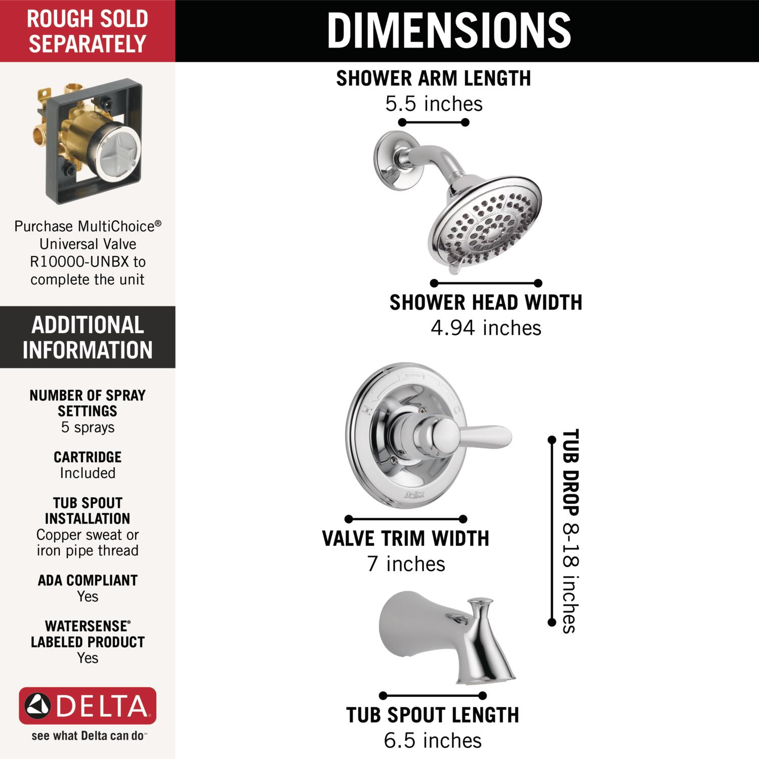 Delta T14438 Tub-Shower-Faucets - View #4
