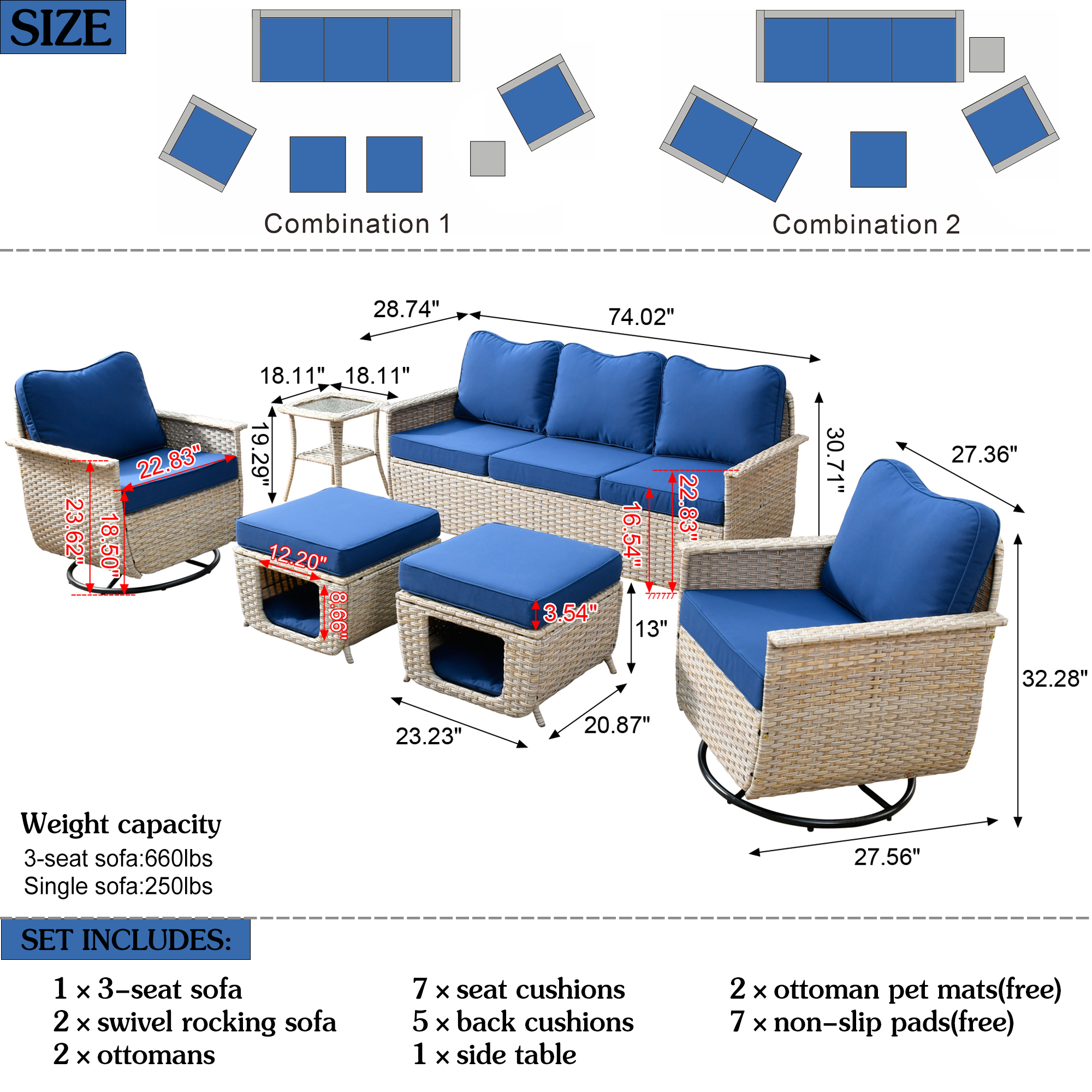 XIZZI XIMW703-6RC Patio-Conversation-Sets - View #3