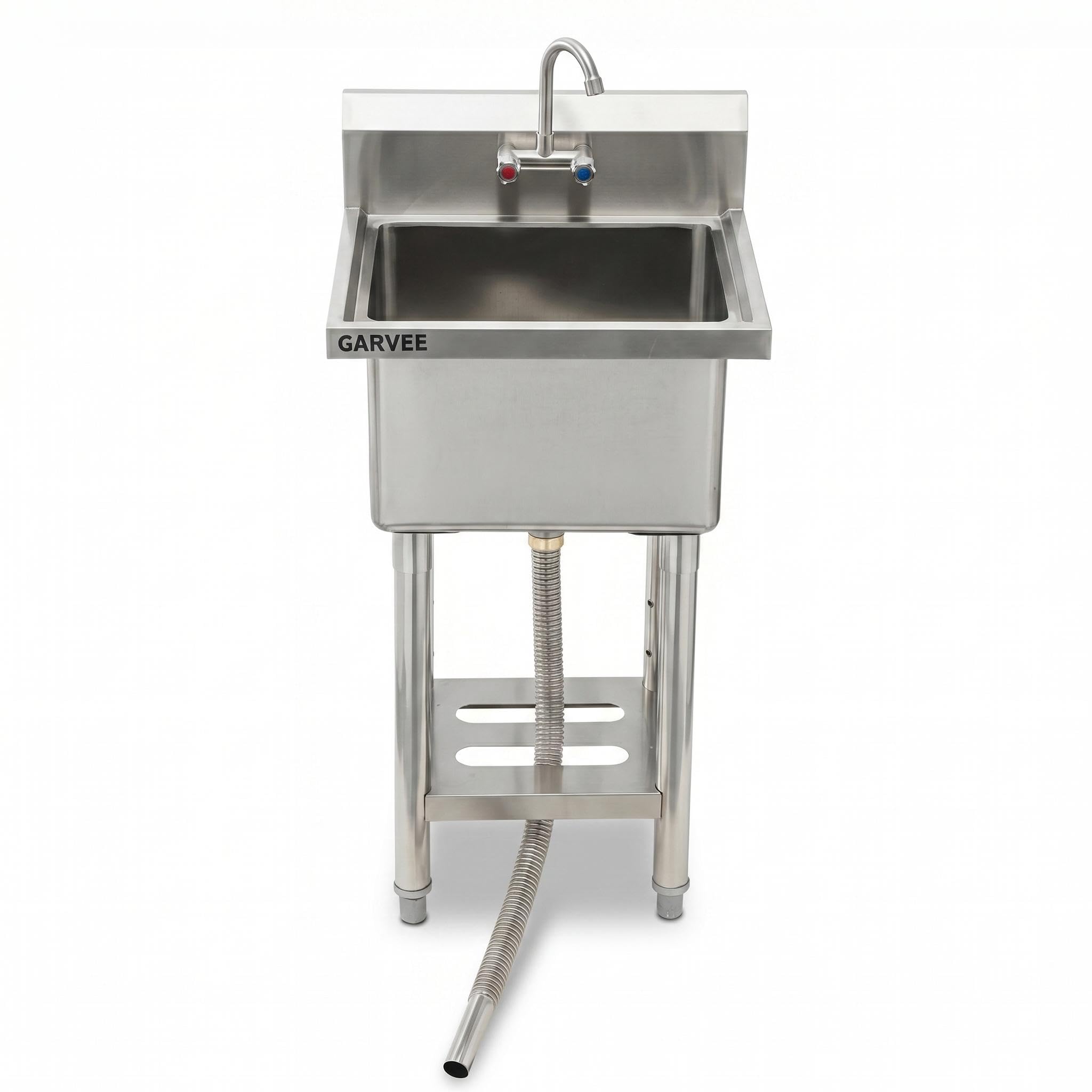 Garvee 21-in x 18-in 1-Basin Stainless steel Freestanding Utility Sink with Faucet