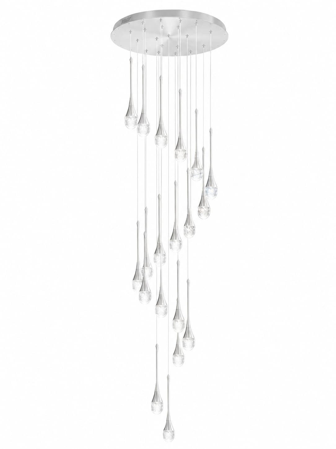 Aoibox  26 Light Chrome LED Outdoor Pendant Light with Crystal Raindrop Design and Dimmable Integrated Fixture