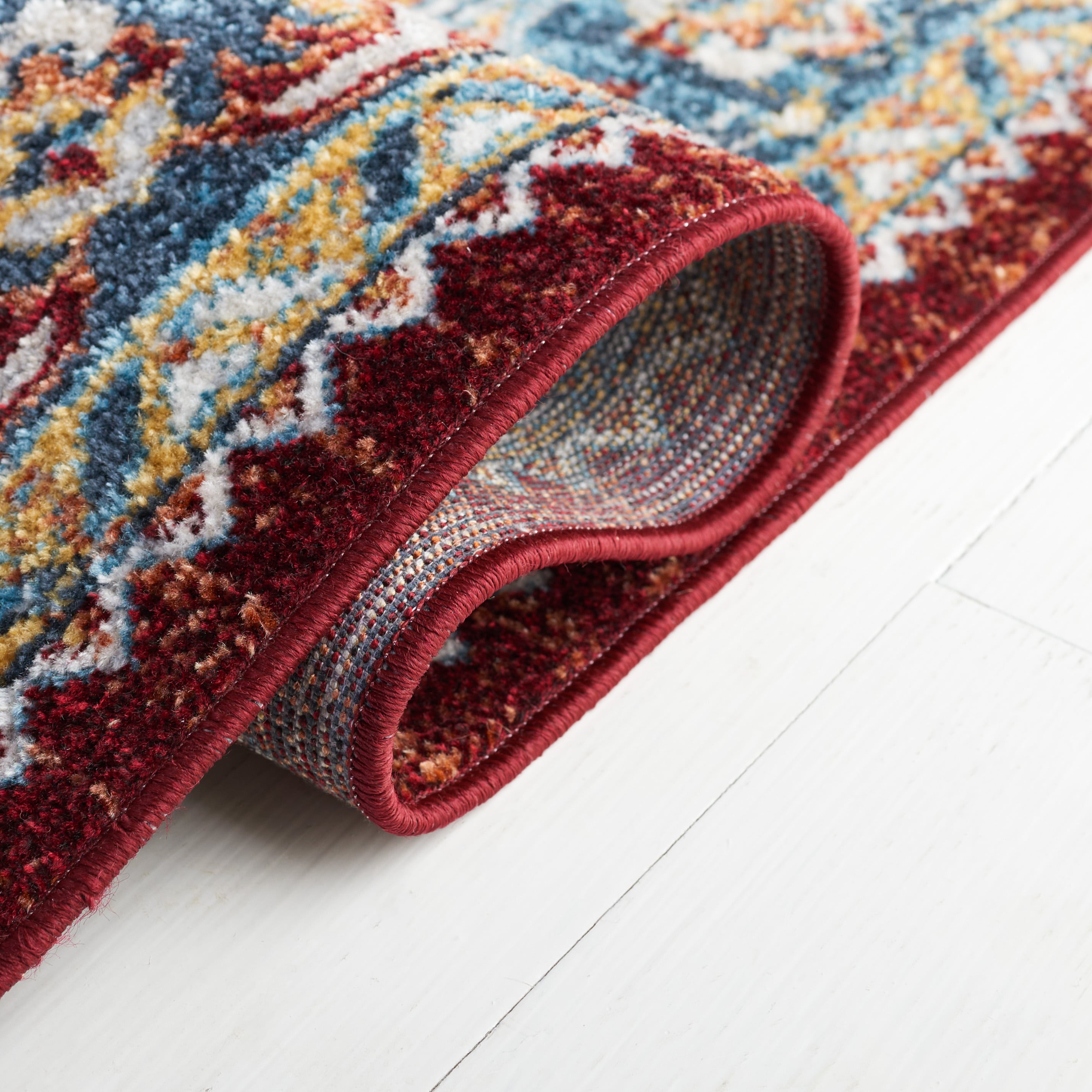 Reversible Easy-Care Synthetic Red Rectangular Rug, 9' x 12'
