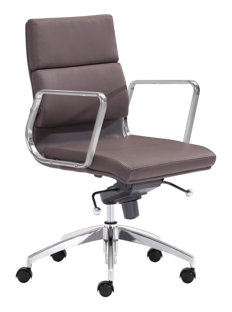Zuo Modern 215210 Bronx White Contemporary Ergonomic Adjustable Height Swivel Faux Leather Executive Chair