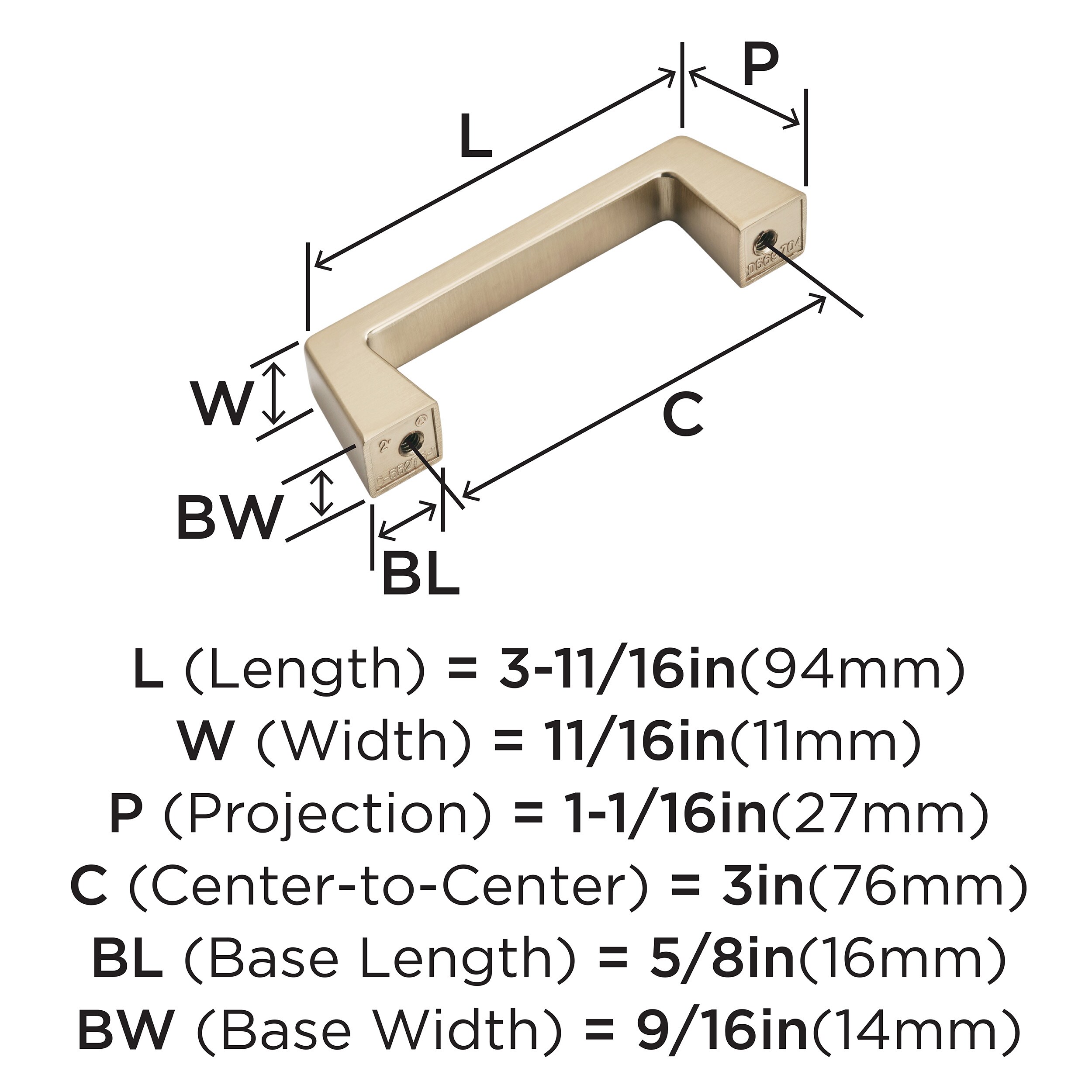 Champagne Bronze Matte Modern Industrial Bar Pull with Mounting Hardware