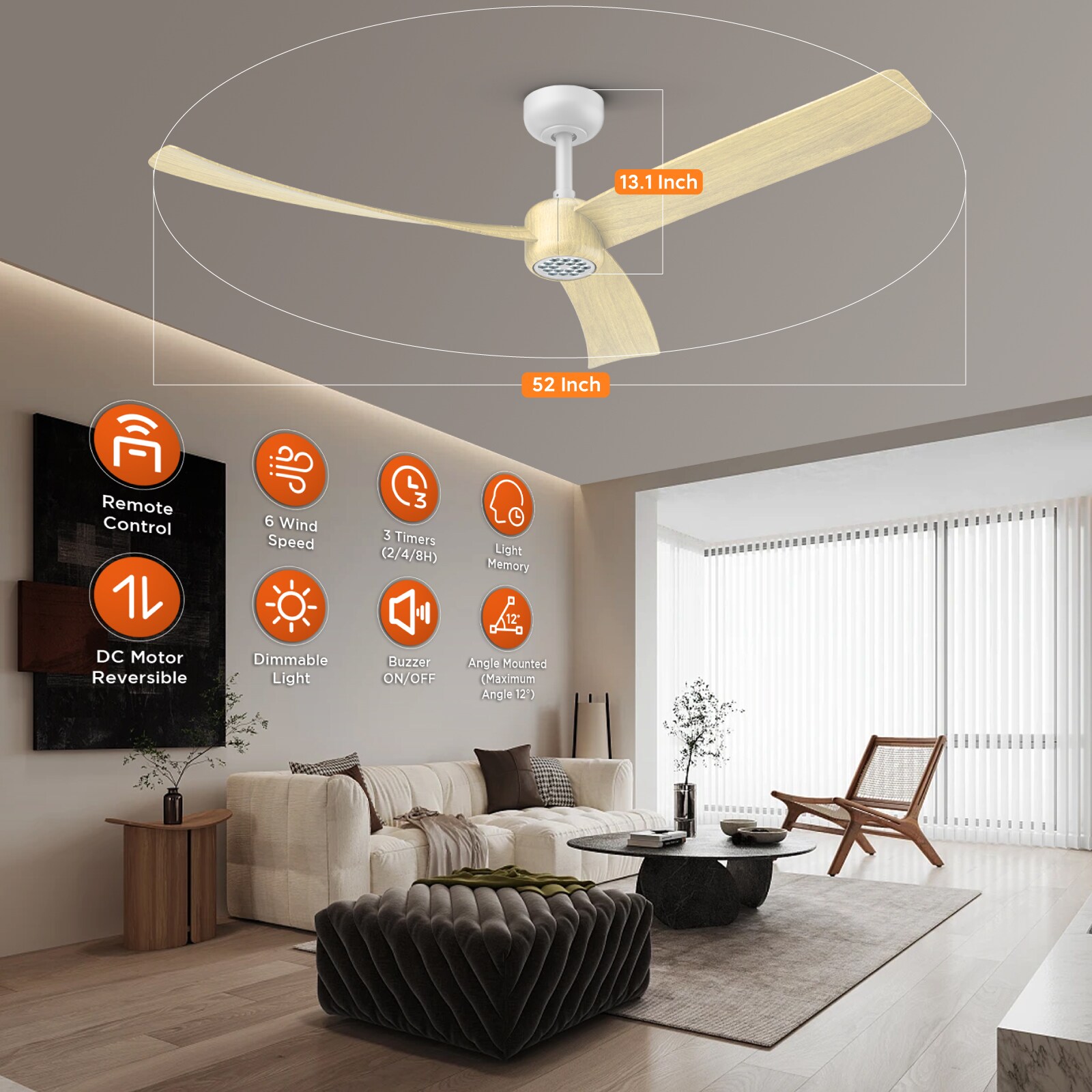 TALOYA TLY52-WW-3D-3I Ceiling-Fans - View #2