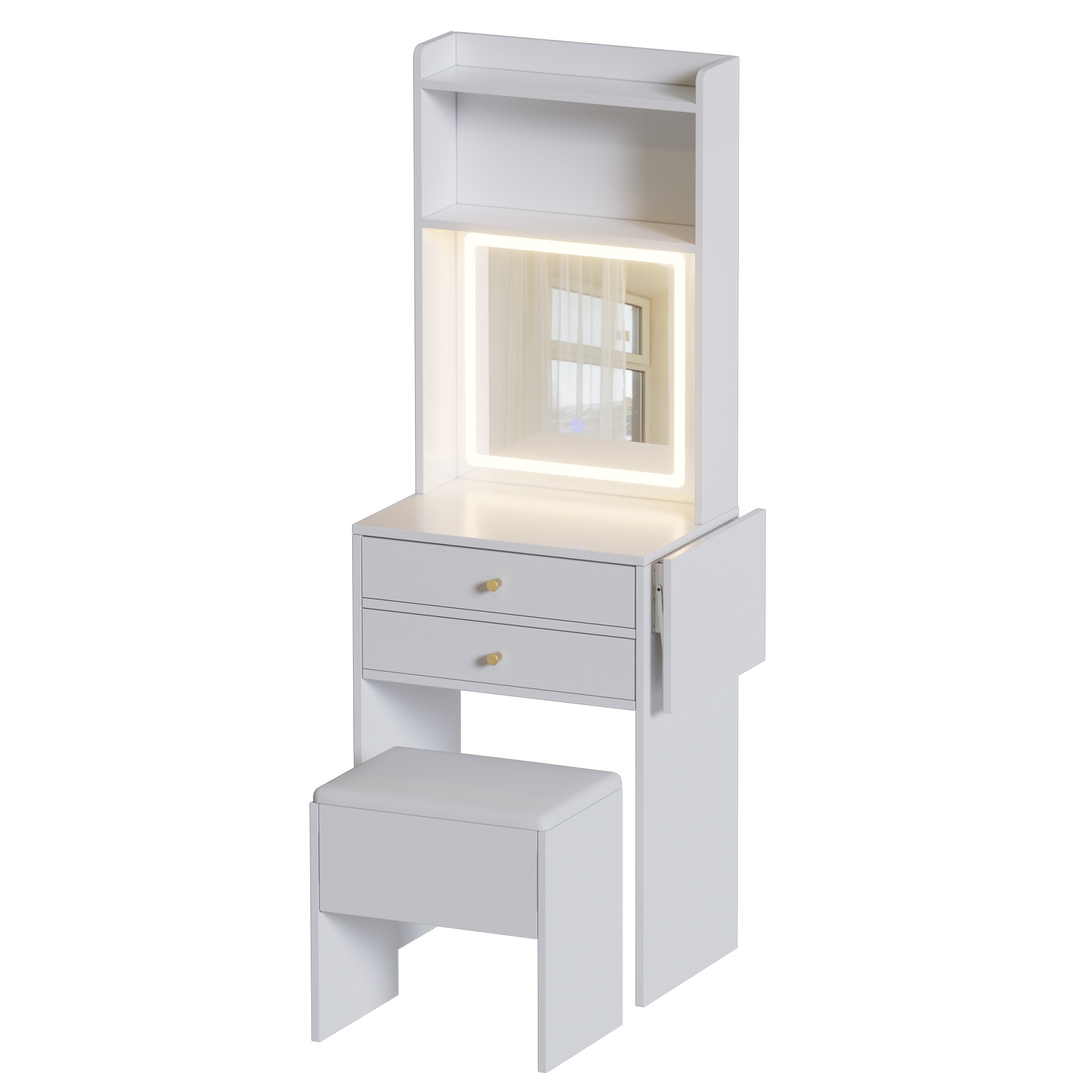 Lycvki MUT-52 19.69-in White Makeup Vanity
