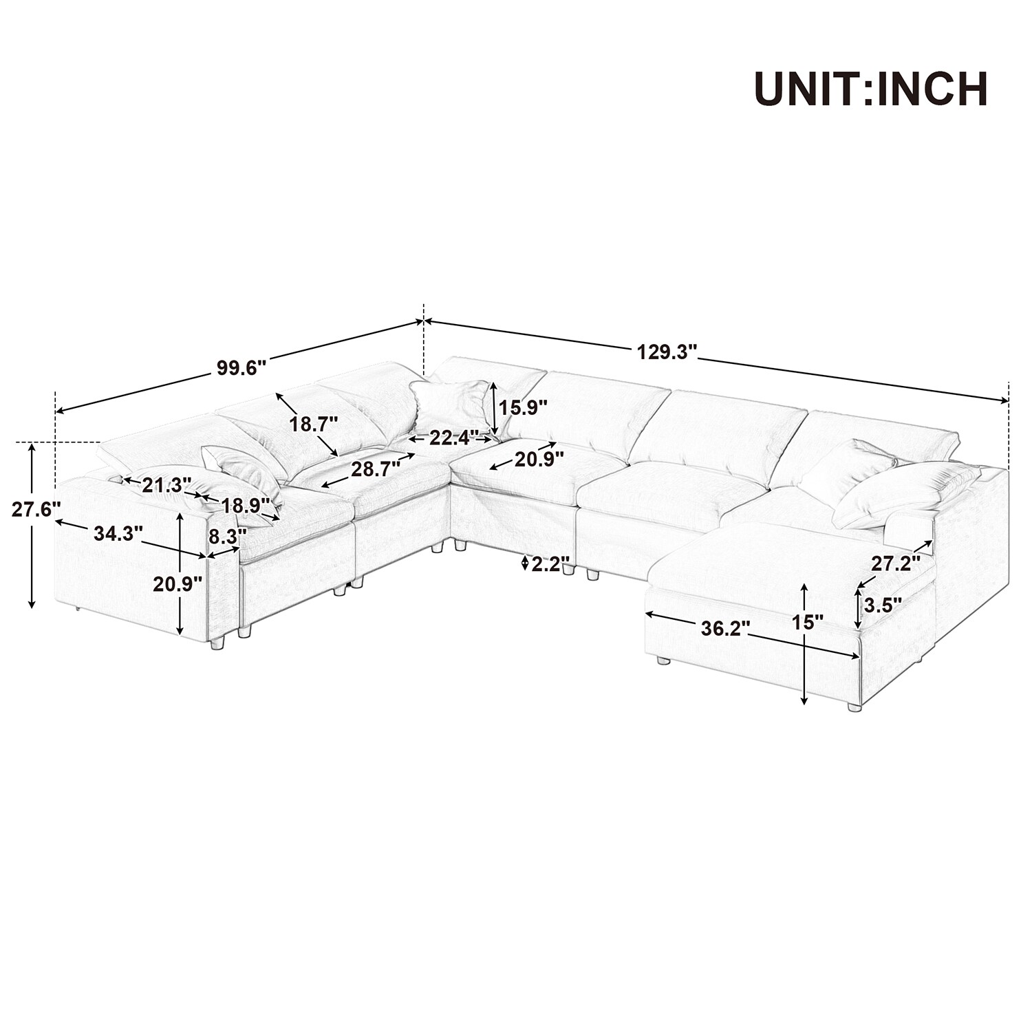 SINOFURN SYA370082GY Sofas-Loveseats - View #5