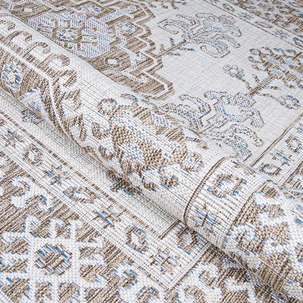 Charm Ivory and Sand Flat Woven Synthetic Rug