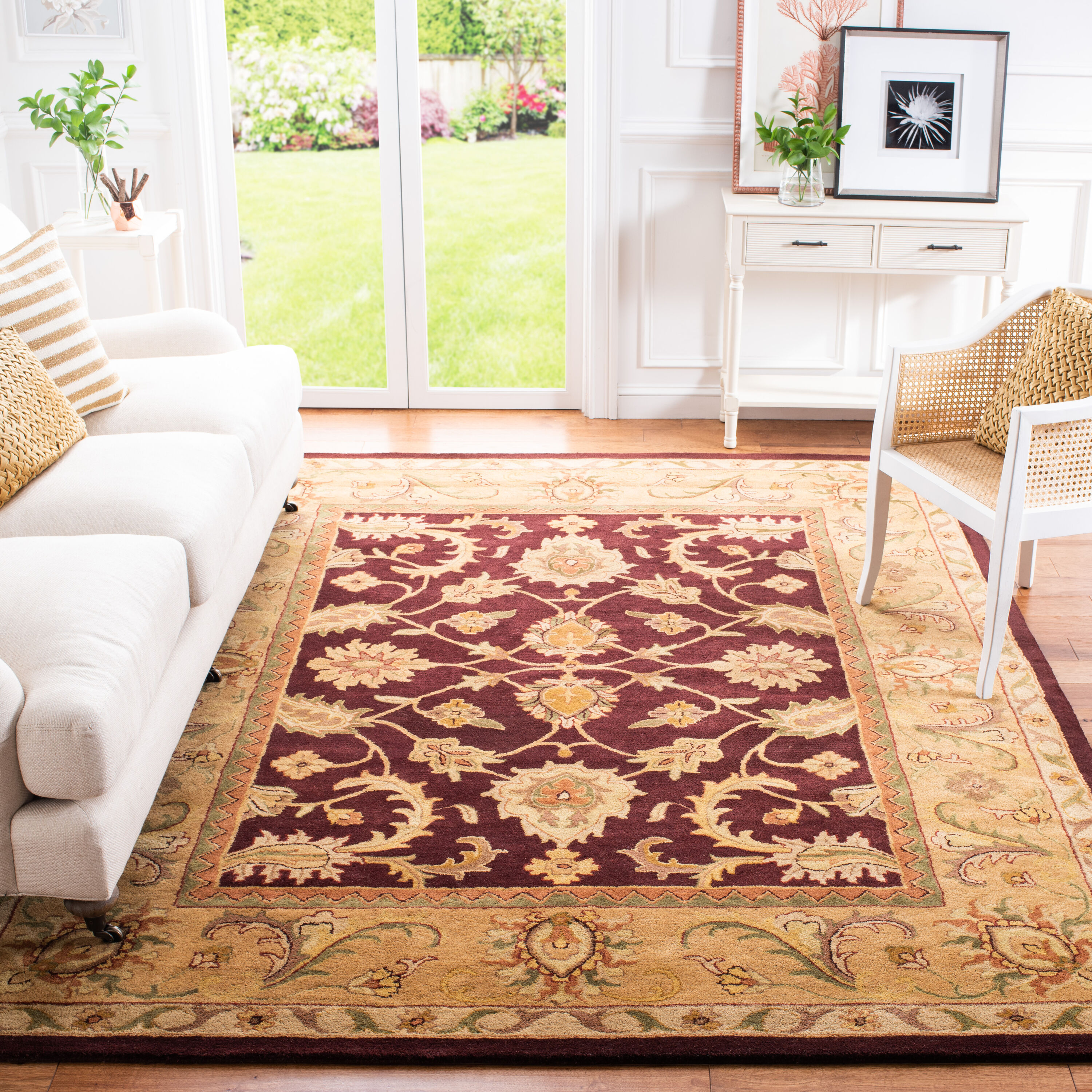  Cl244 Dark Plum/Gold Traditional 7ft-6in x 9ft-6in Large Rectangle Rug