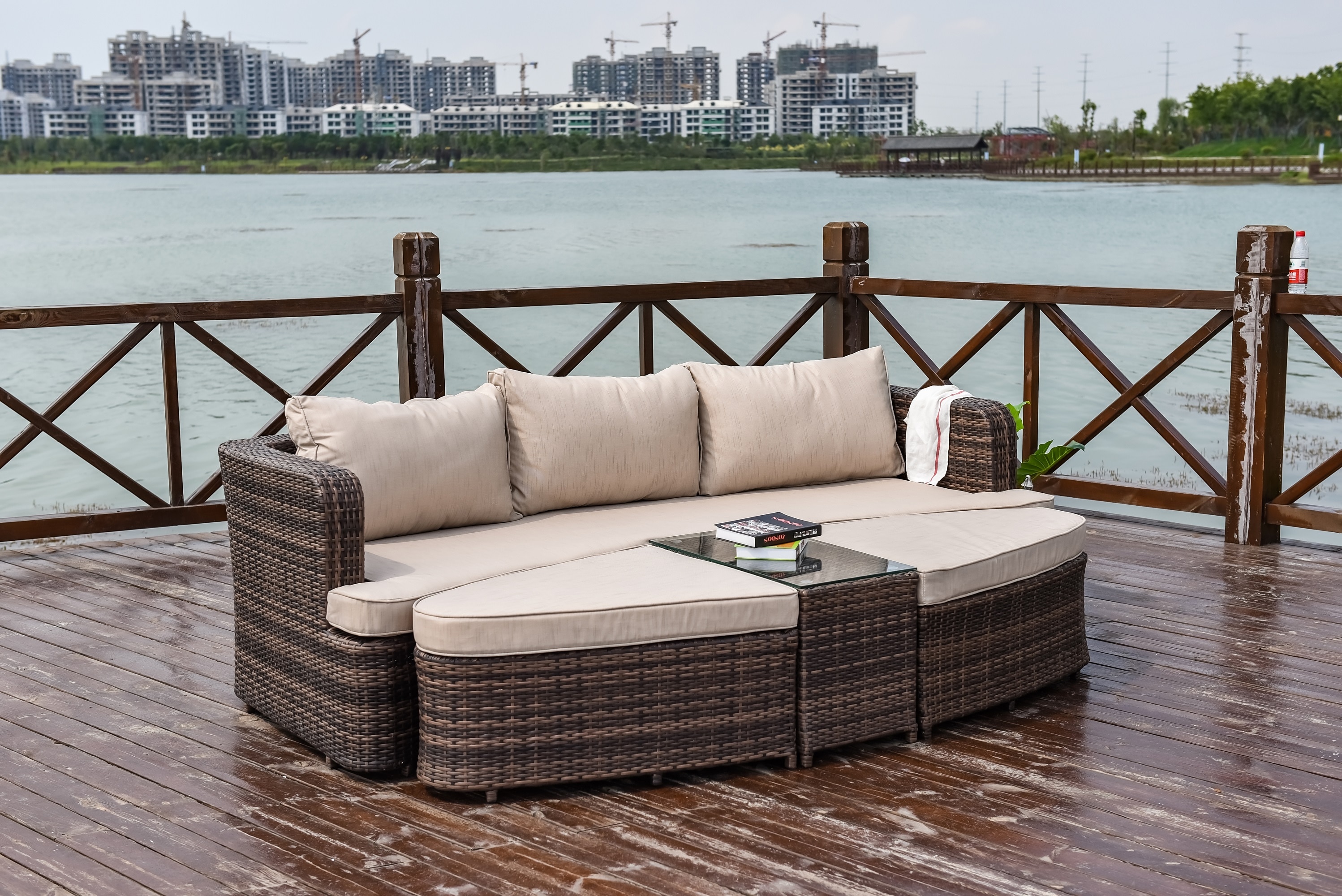 Moda Furnishings Lounge set of 1202 in brown Wicker Stackable Brown ...