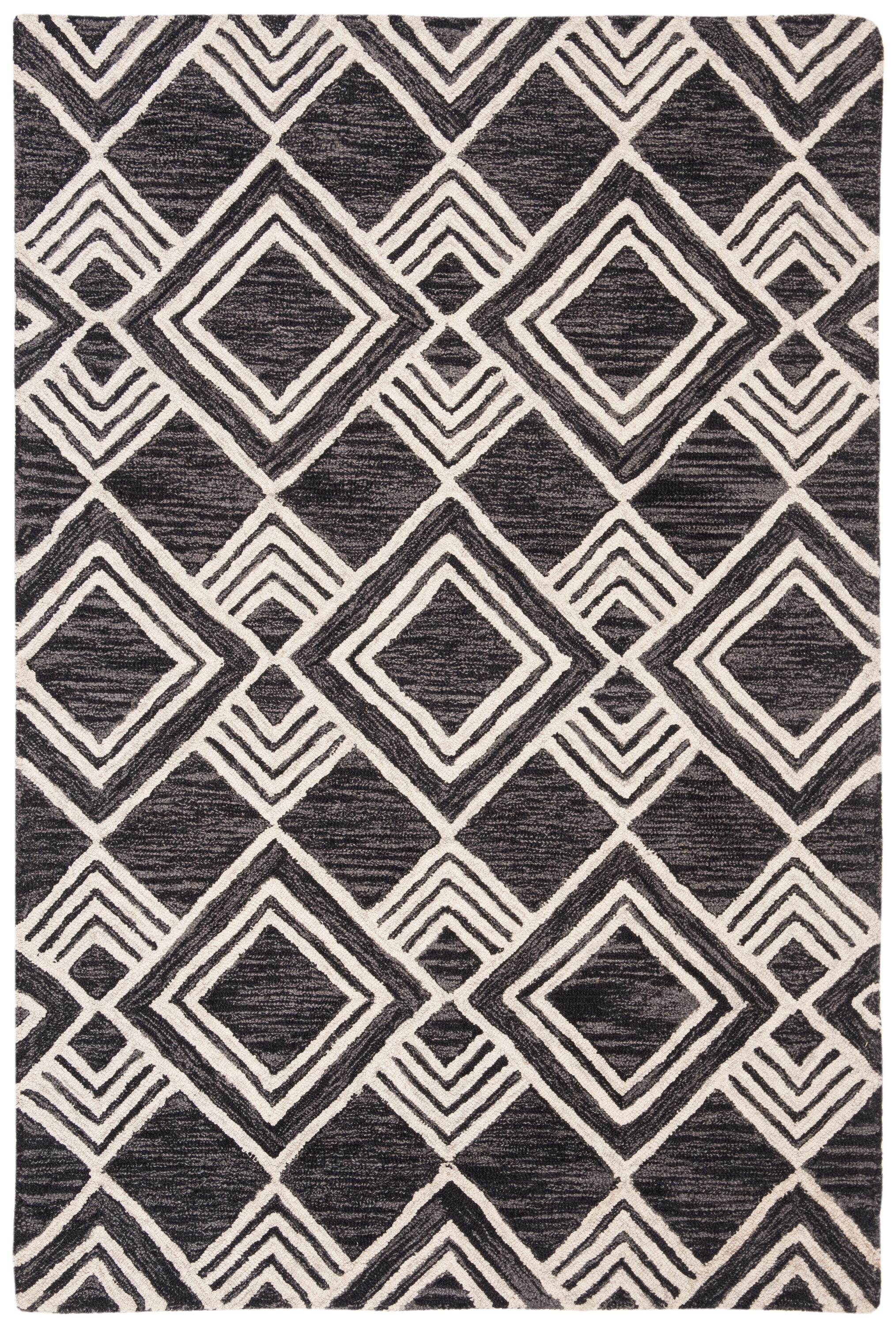 Micro-Loop 154H Charcoal Ivory 4 x 6 Rectangular Area rug