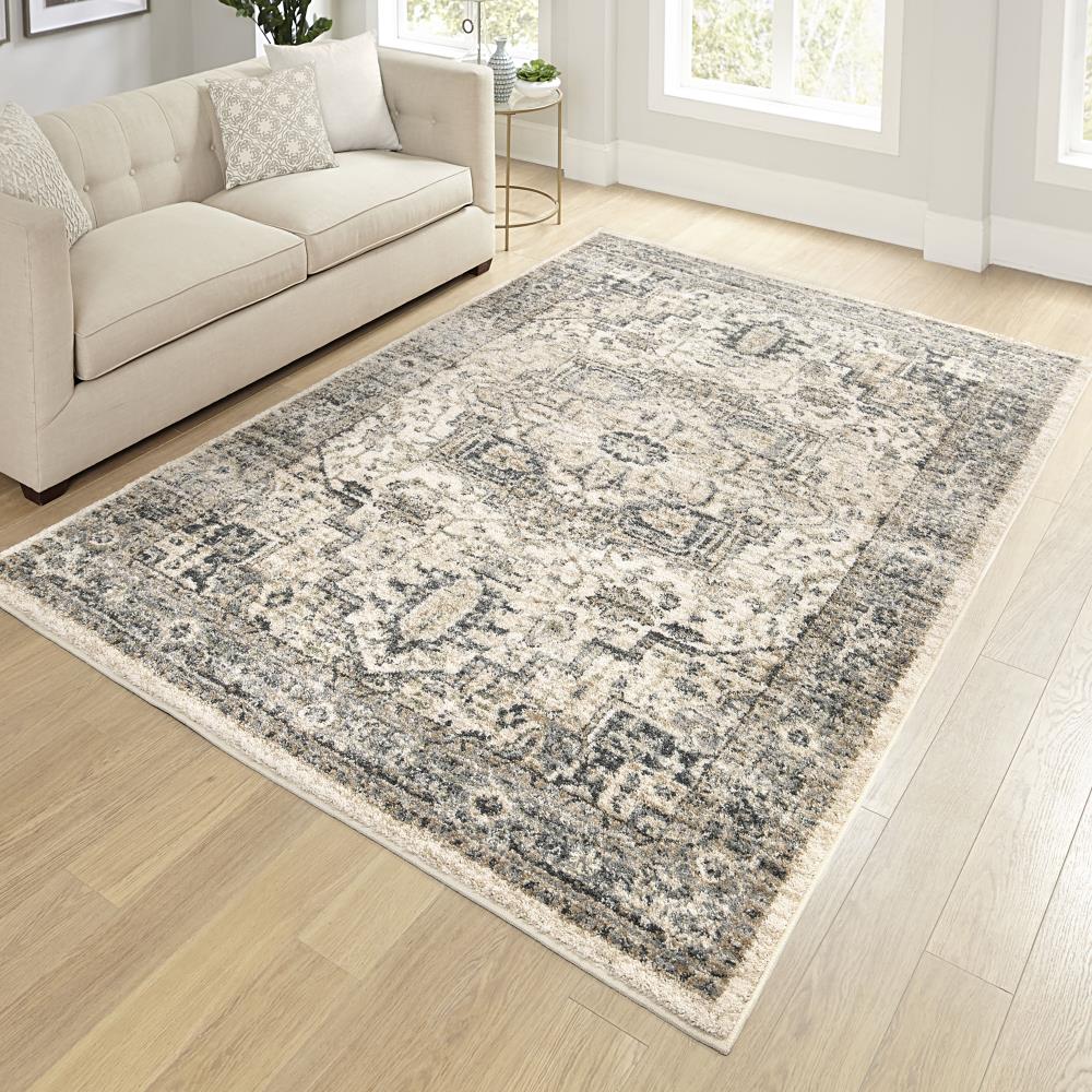 Orian Rugs Reflections Heriz Medallion 8 X 11 (ft) Light Gray Indoor 