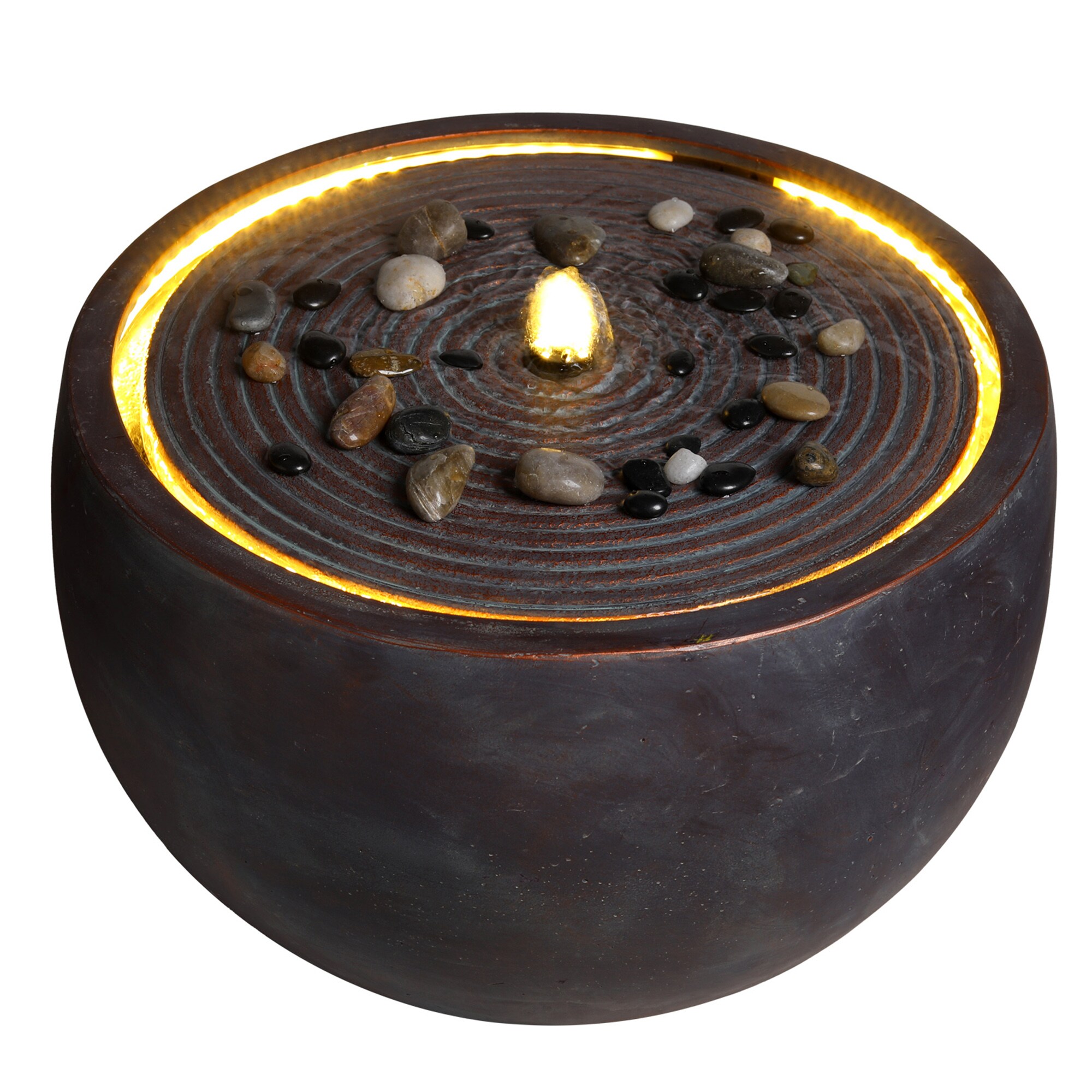 Bybafun 12.2-in H Resin Electric Powered Rock Outdoor Fountain Pump Included