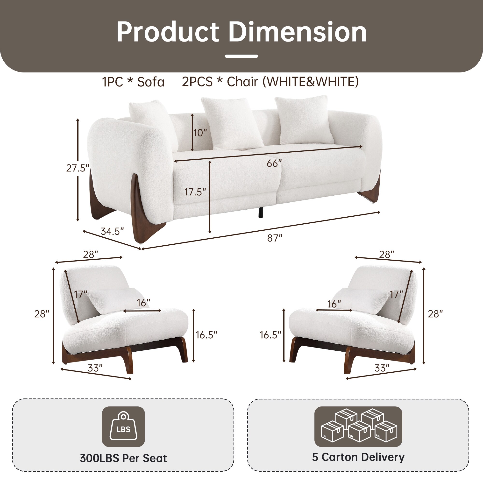 FARATI CLOUD-1+1+3-WHITE Sofas-Loveseats - View #3