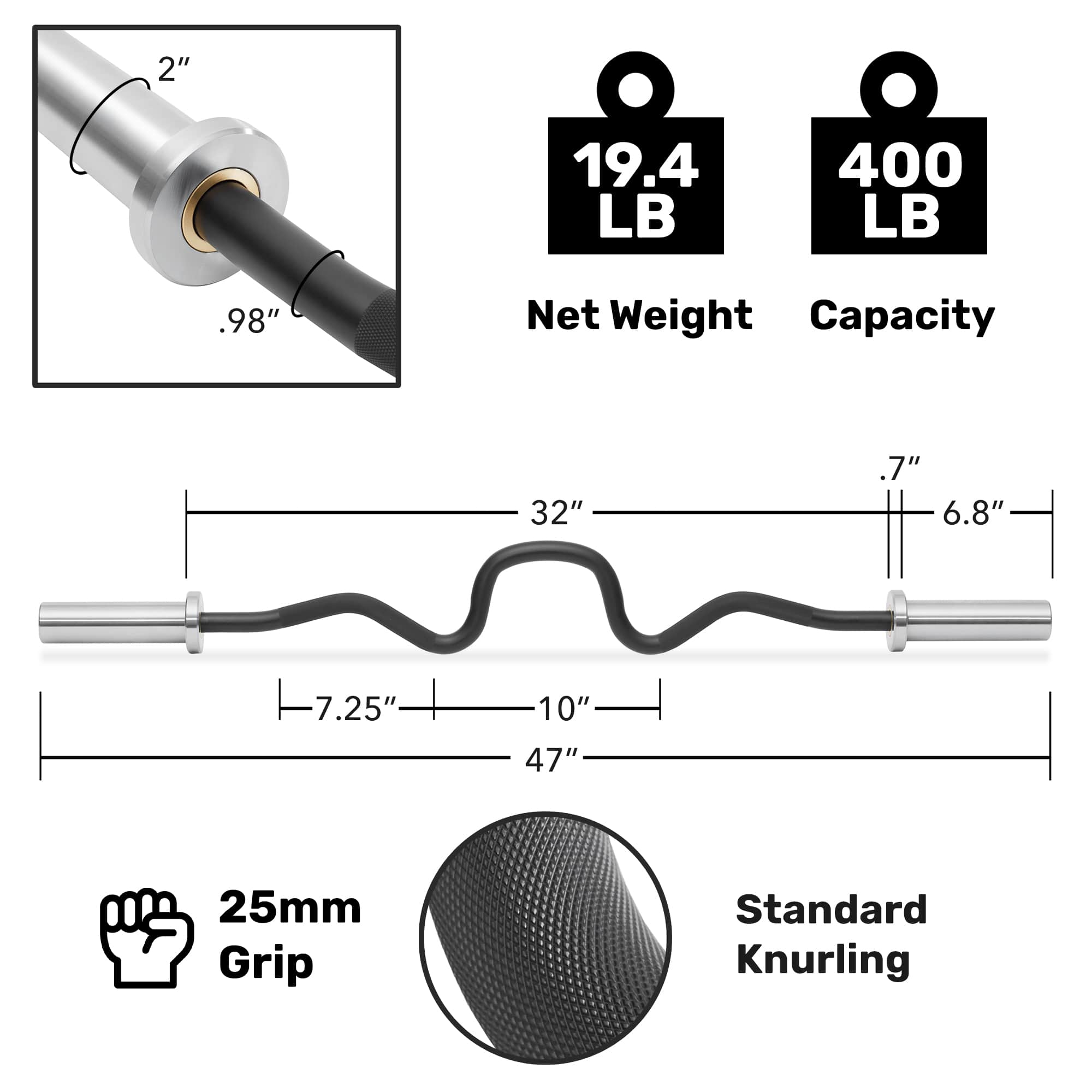Philosophy Gym FIT-BAR-SC25 Barbells-Weight-Bars-Plates - View #7